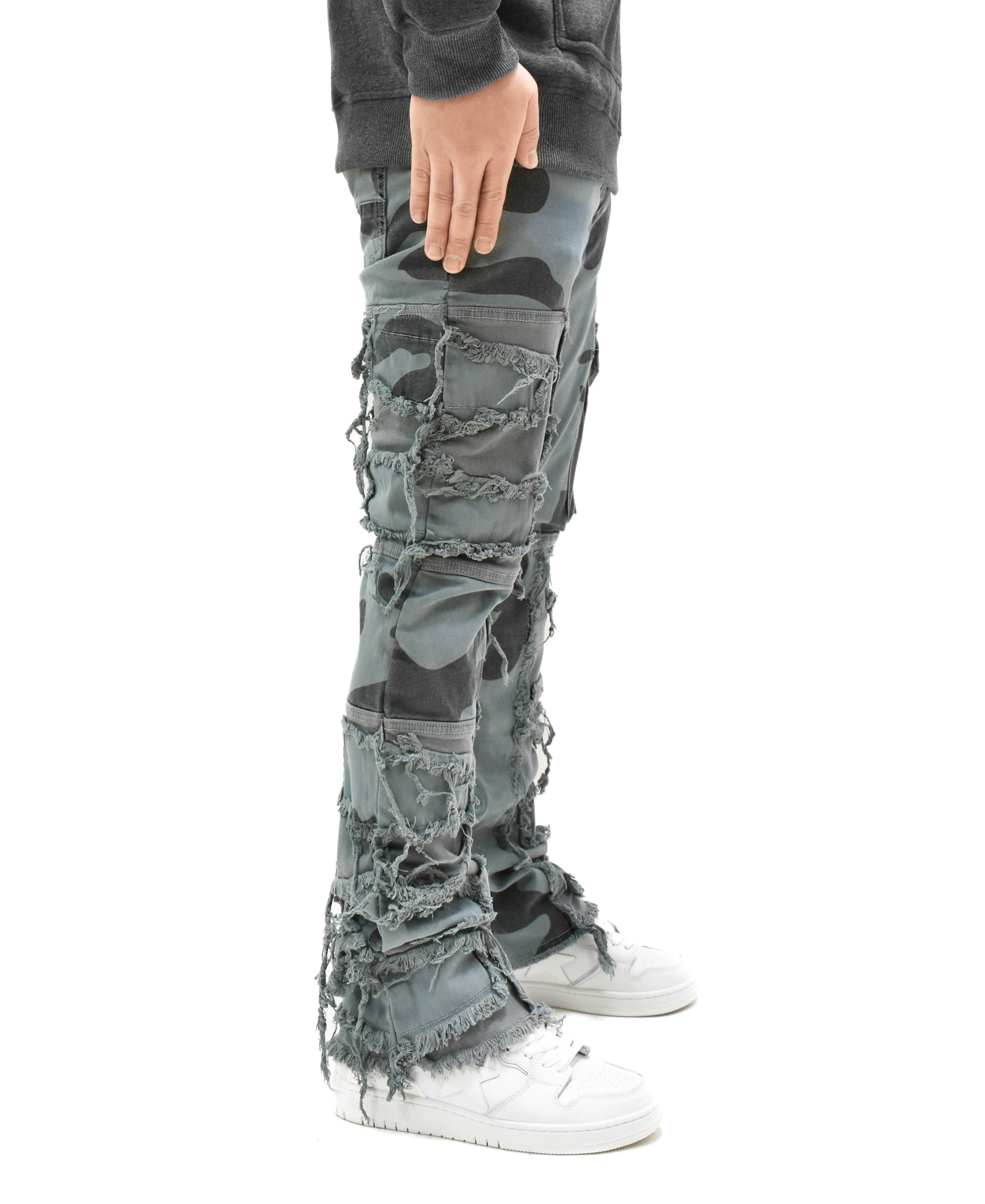 T4034 Distressed Camo Denim