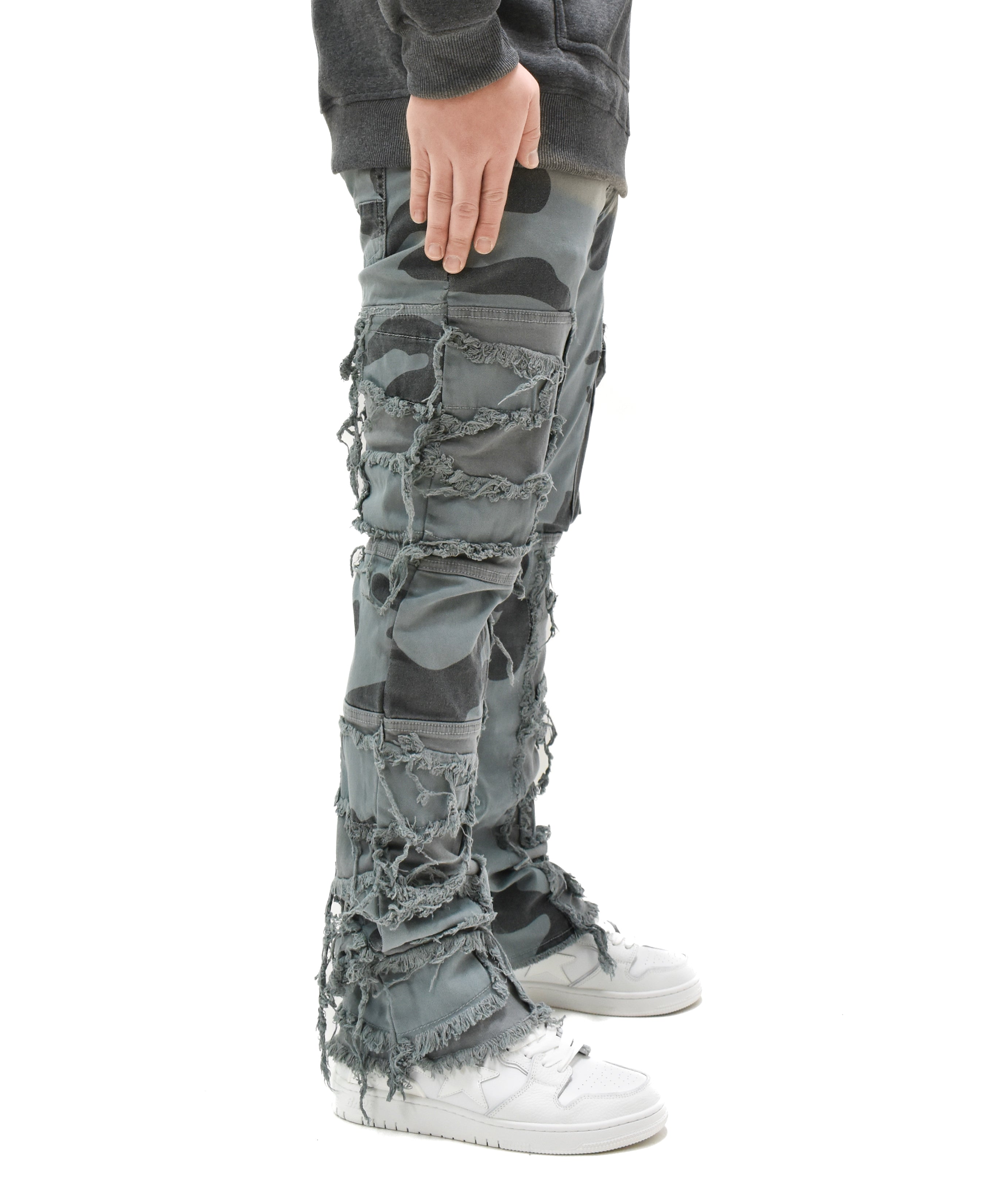 T4034 Distressed Camo Denim