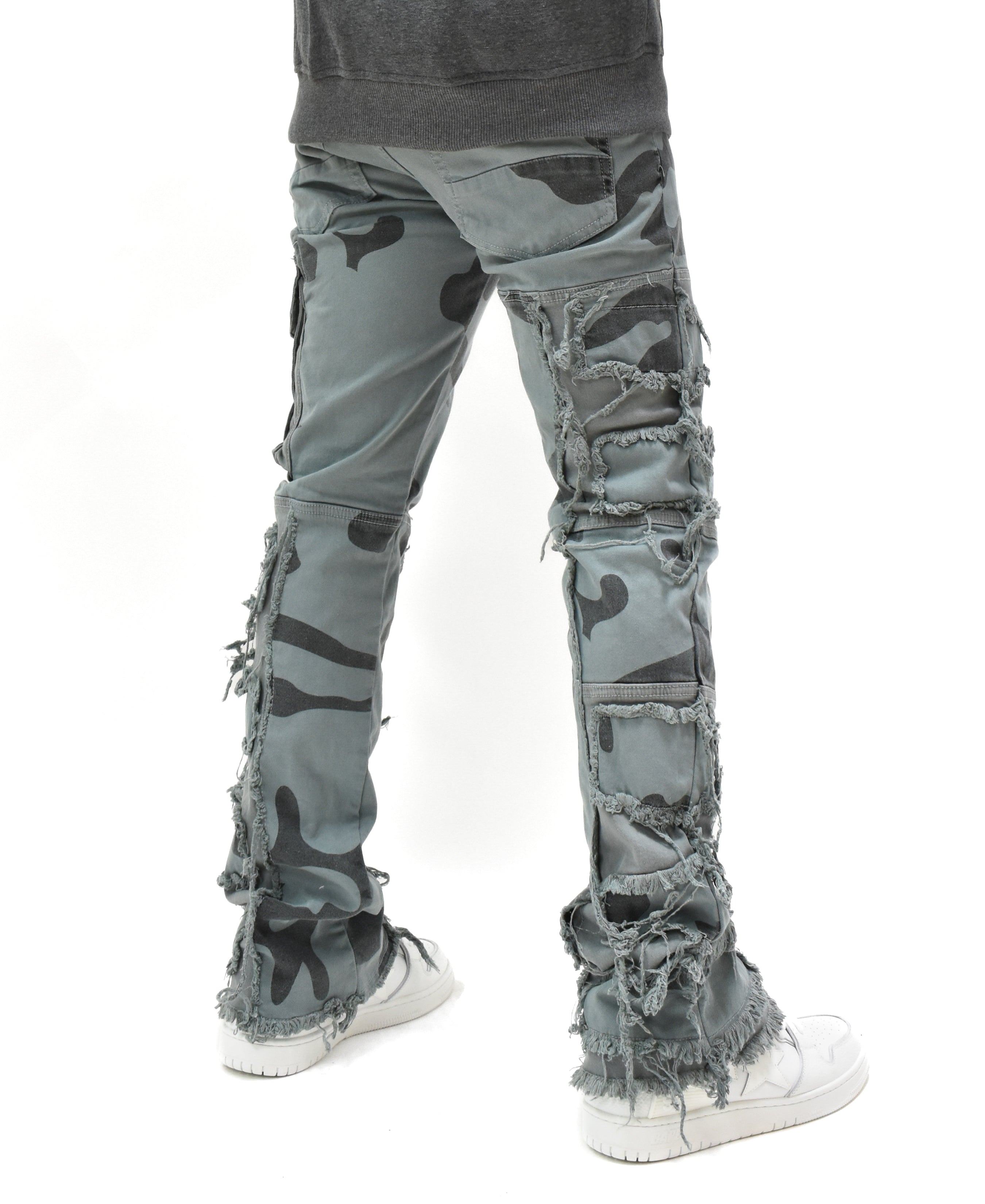 T4034 Distressed Camo Denim