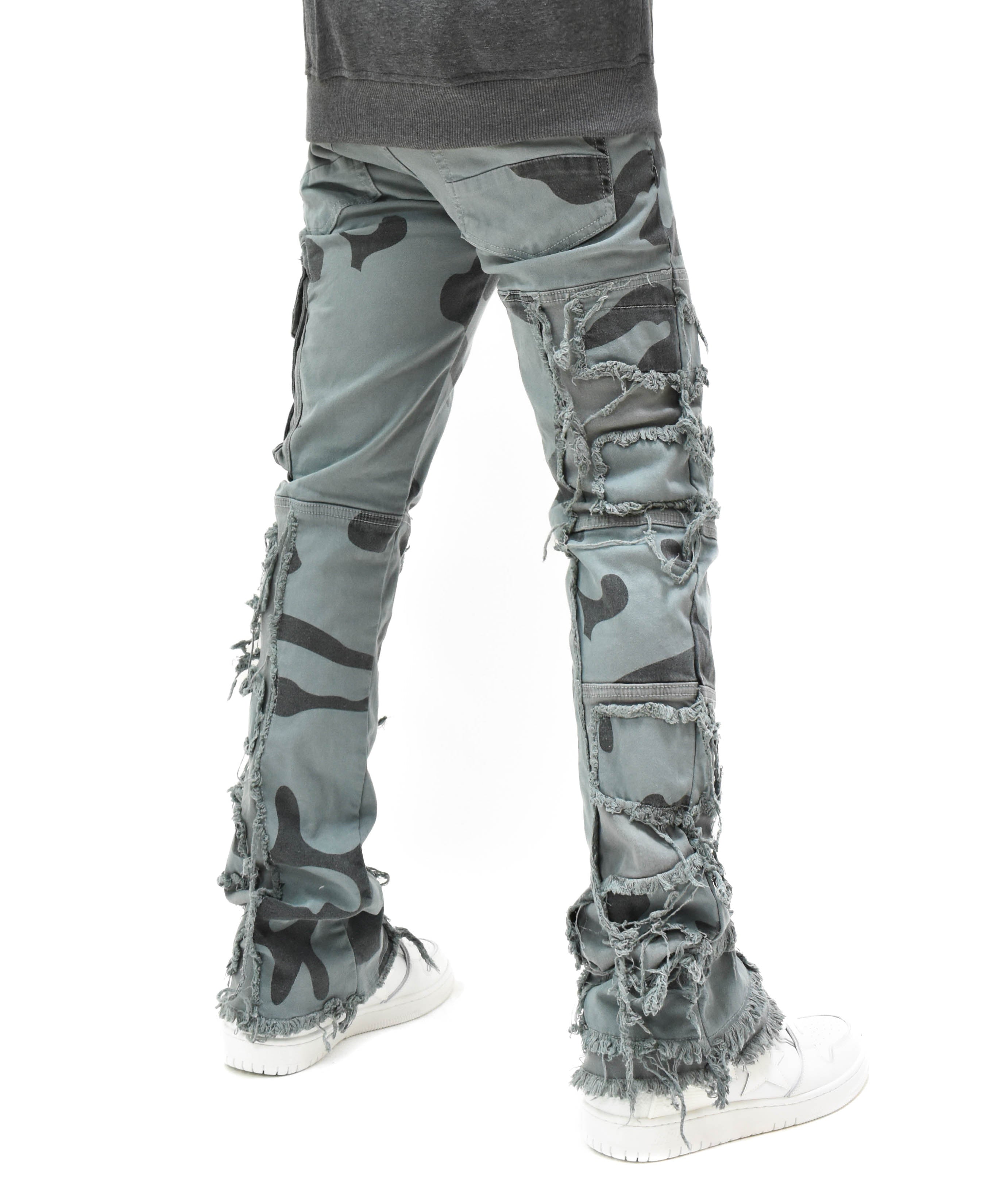 T4034 Distressed Camo Denim