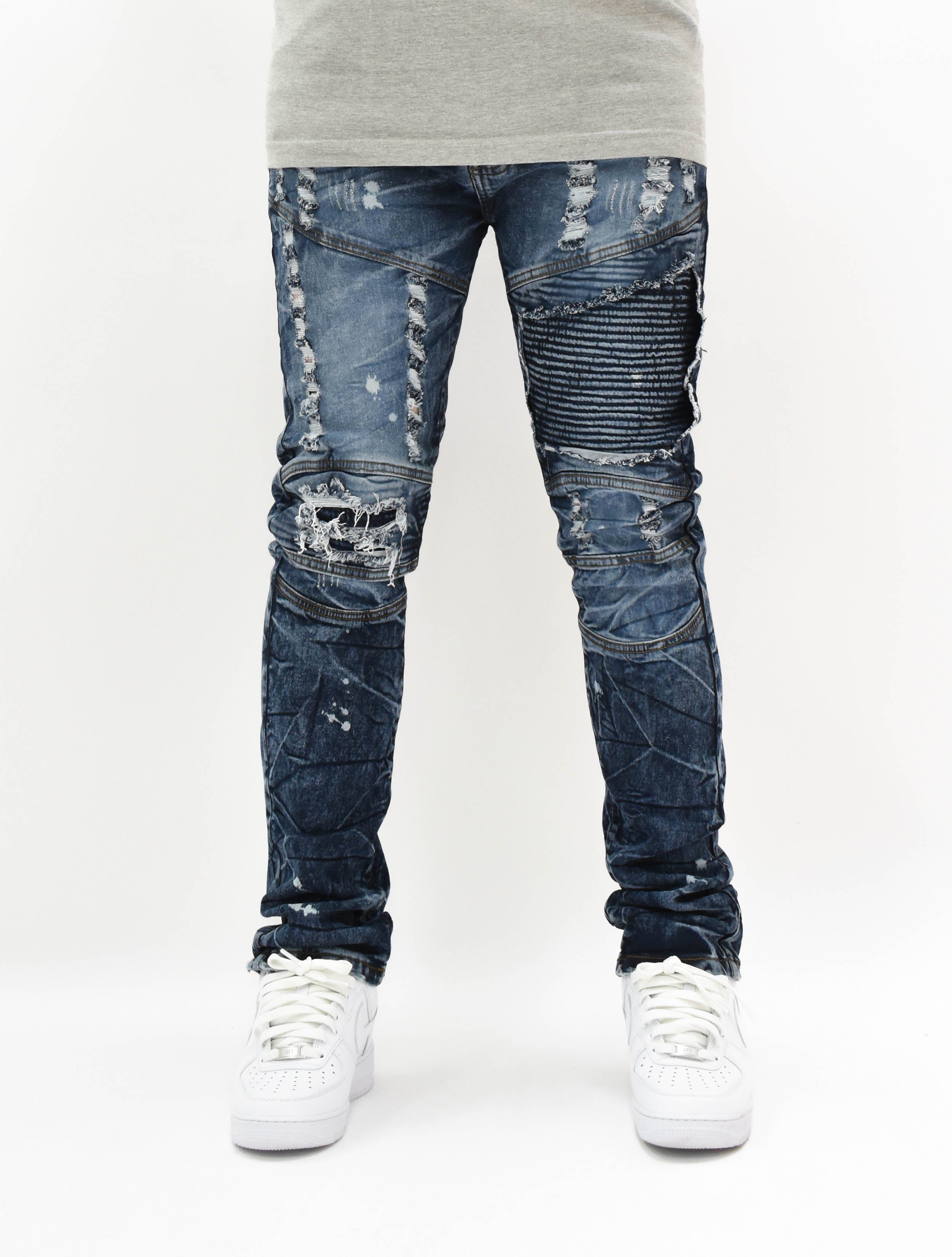 FW33574 Distressed Moto Denim