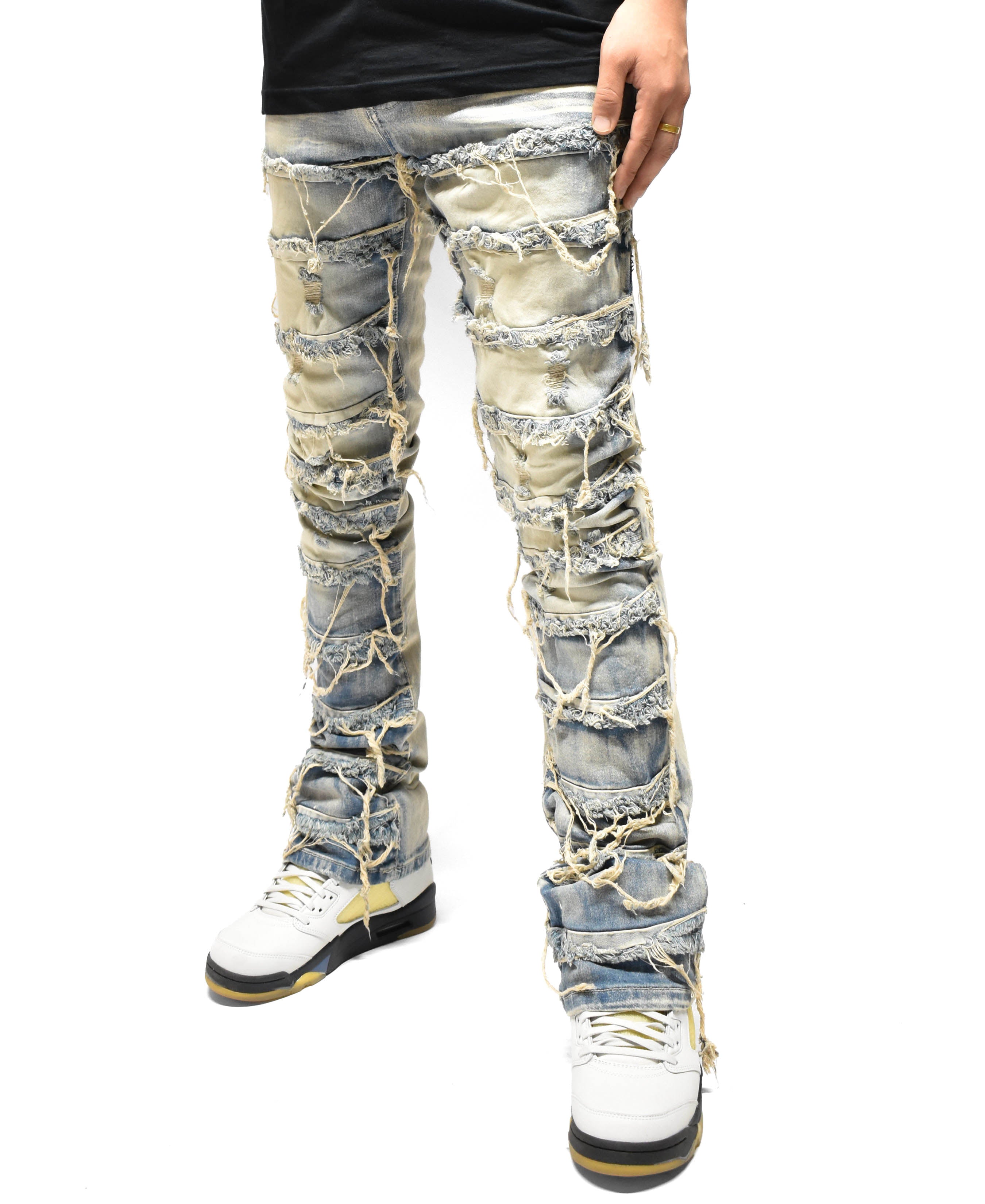 S3016 Distressed Stack Denim