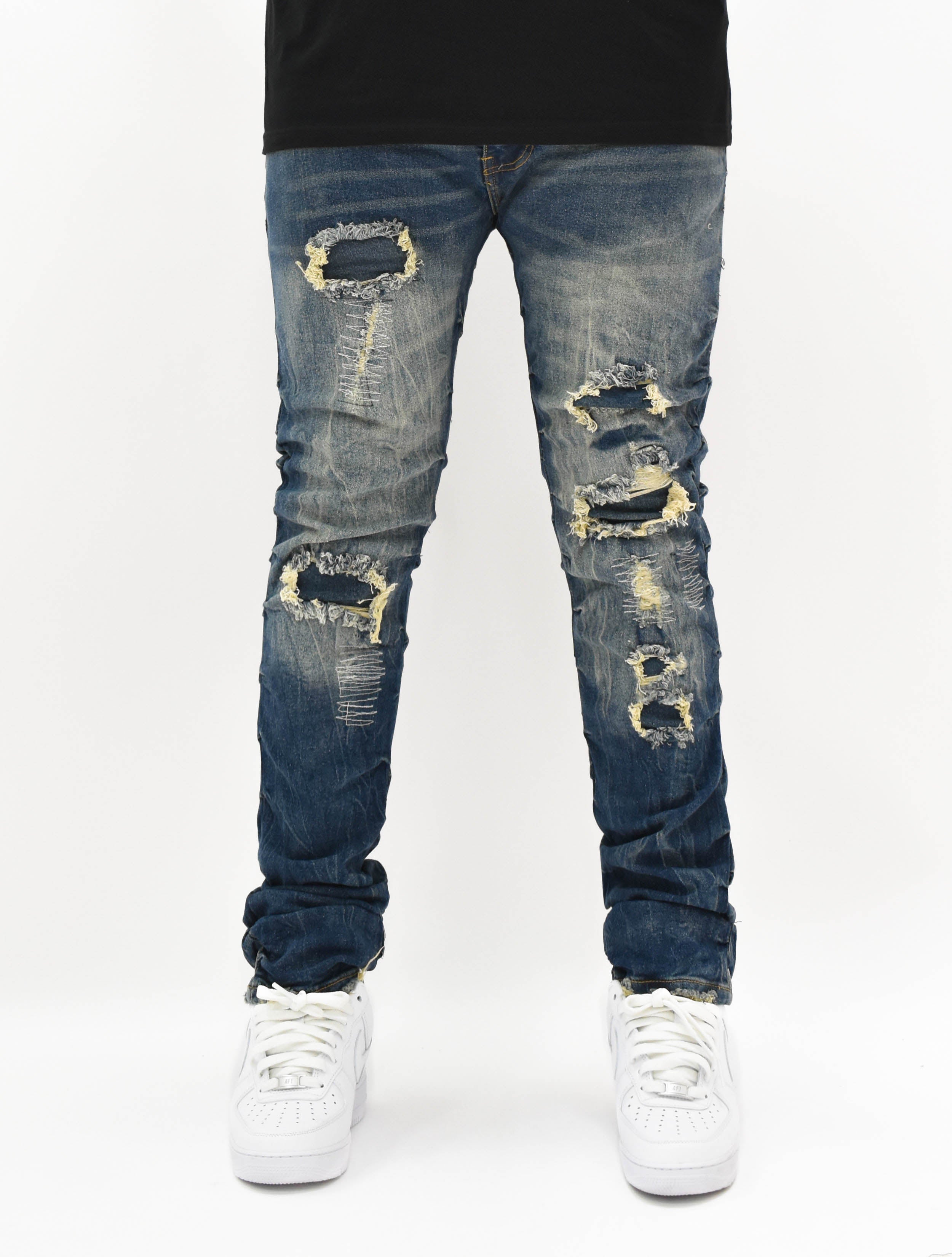 FW33873 Ruched Rip Denim