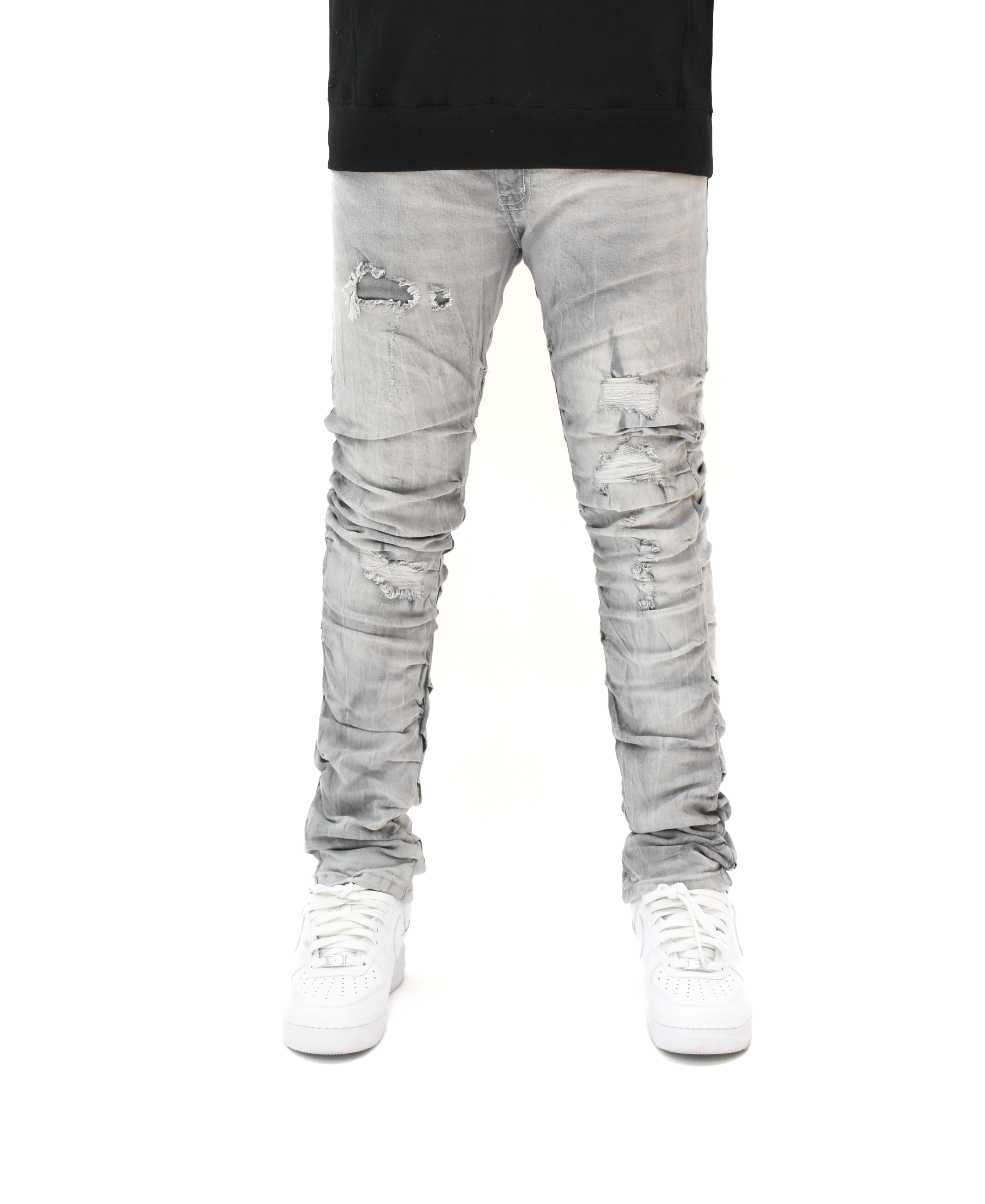 FW33873 Ruched Rip Denim