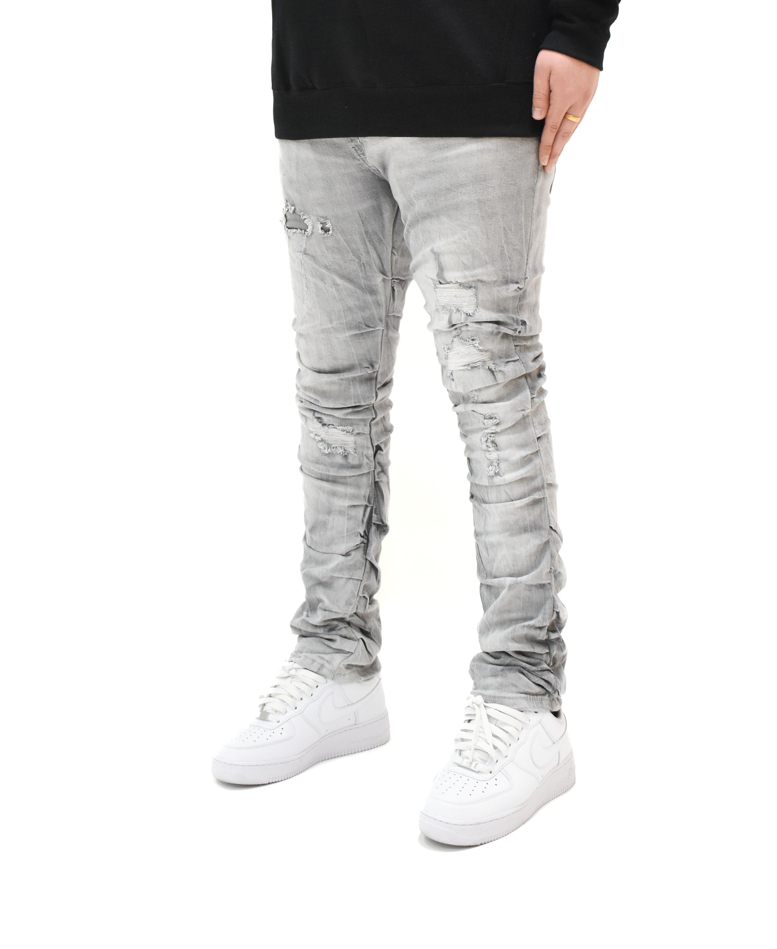FW33873 Ruched Rip Denim