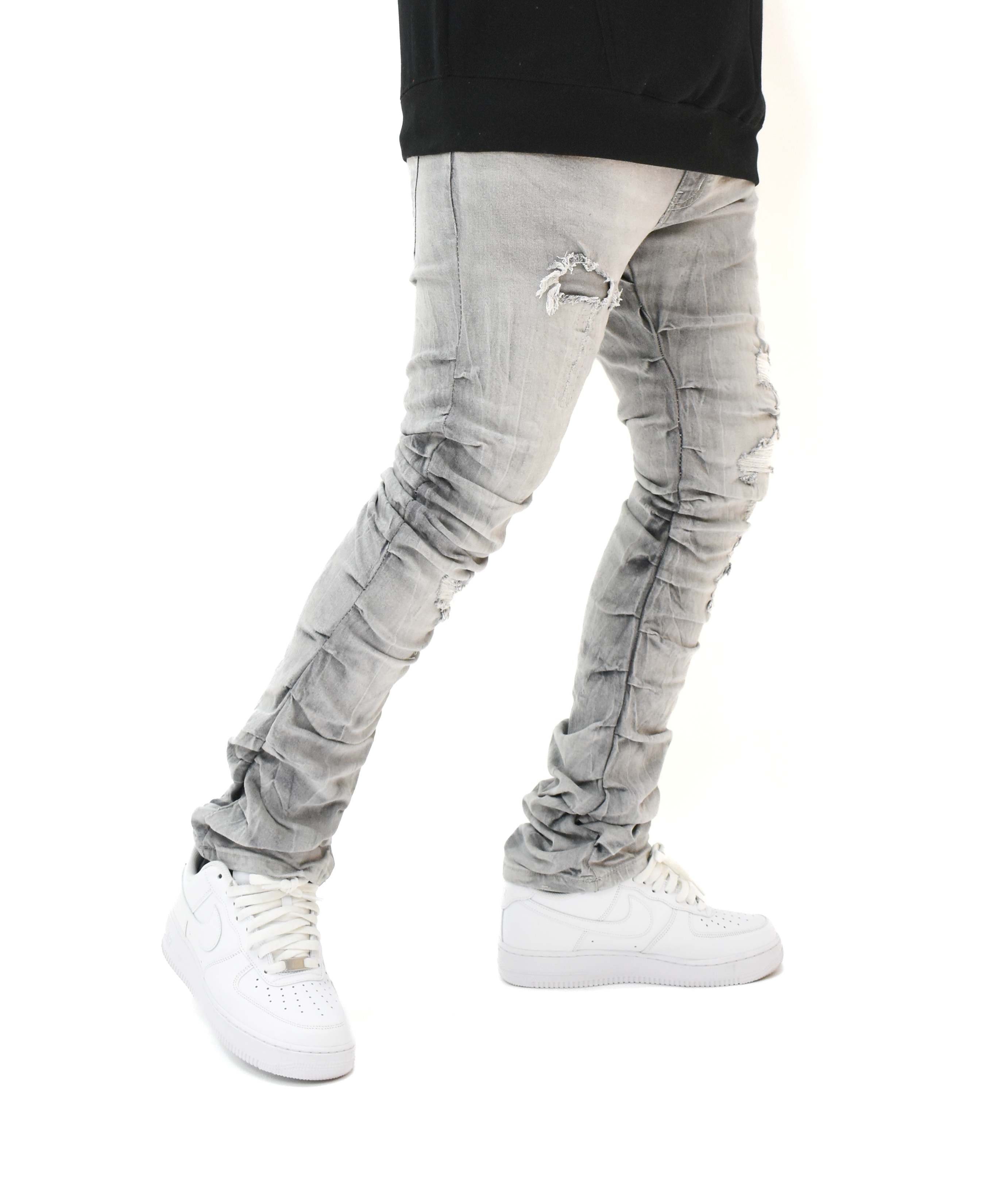FW33873 Ruched Rip Denim