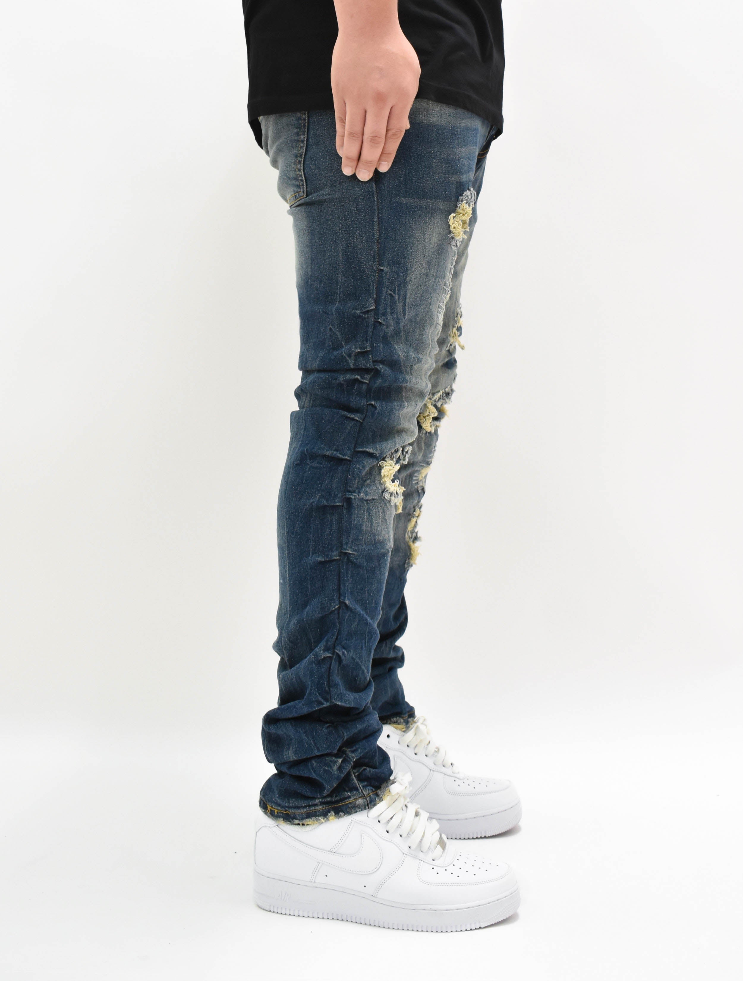 FW33873 Ruched Rip Denim