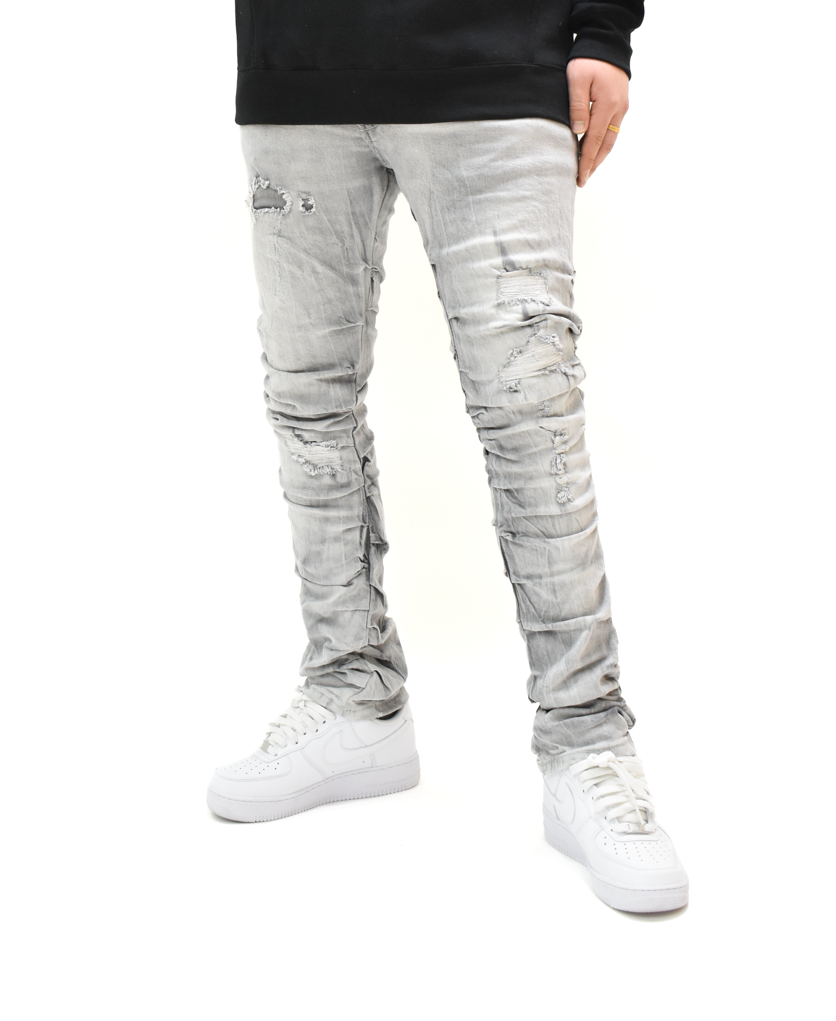 FW33873 Ruched Rip Denim