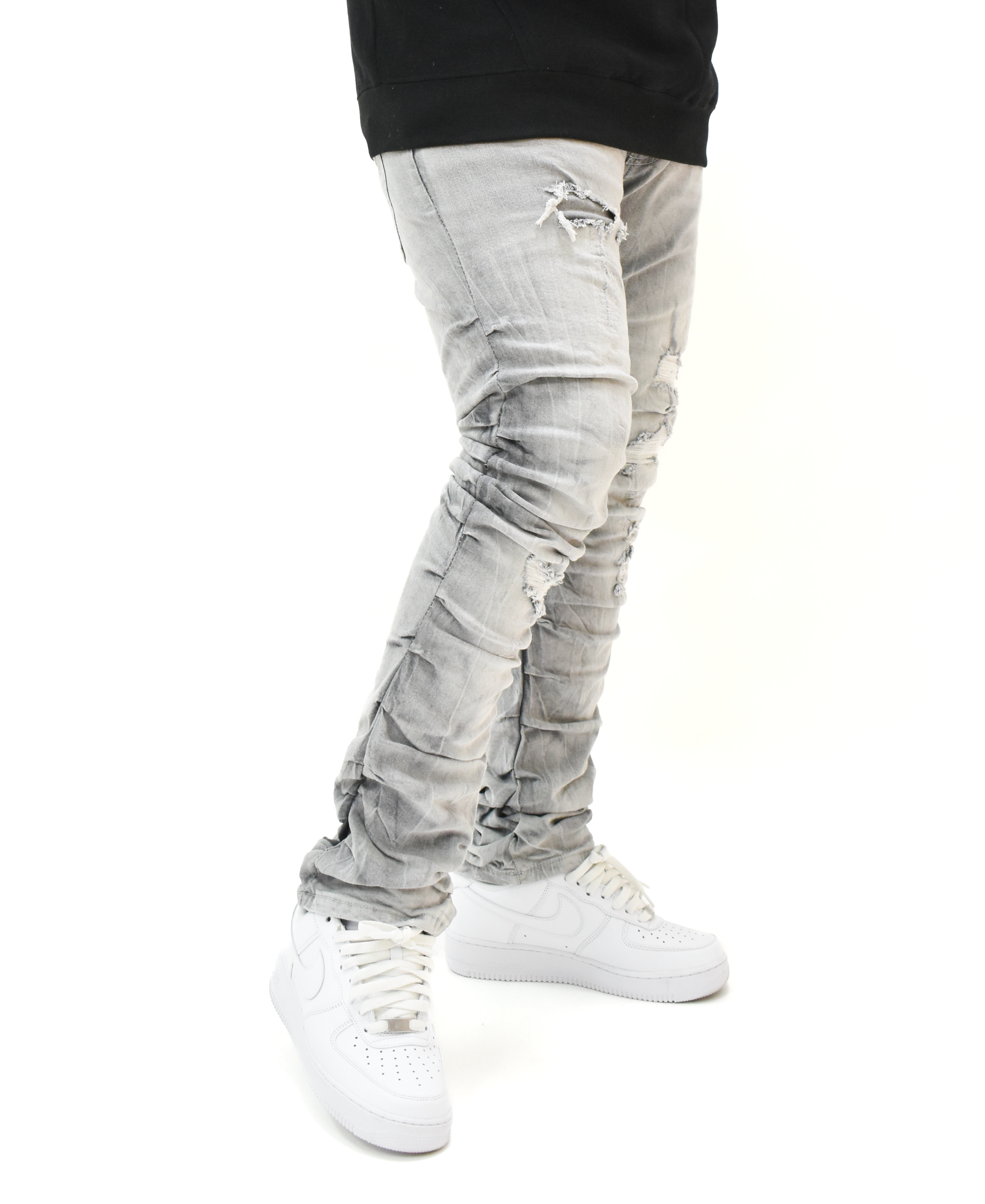 FW33873 Ruched Rip Denim