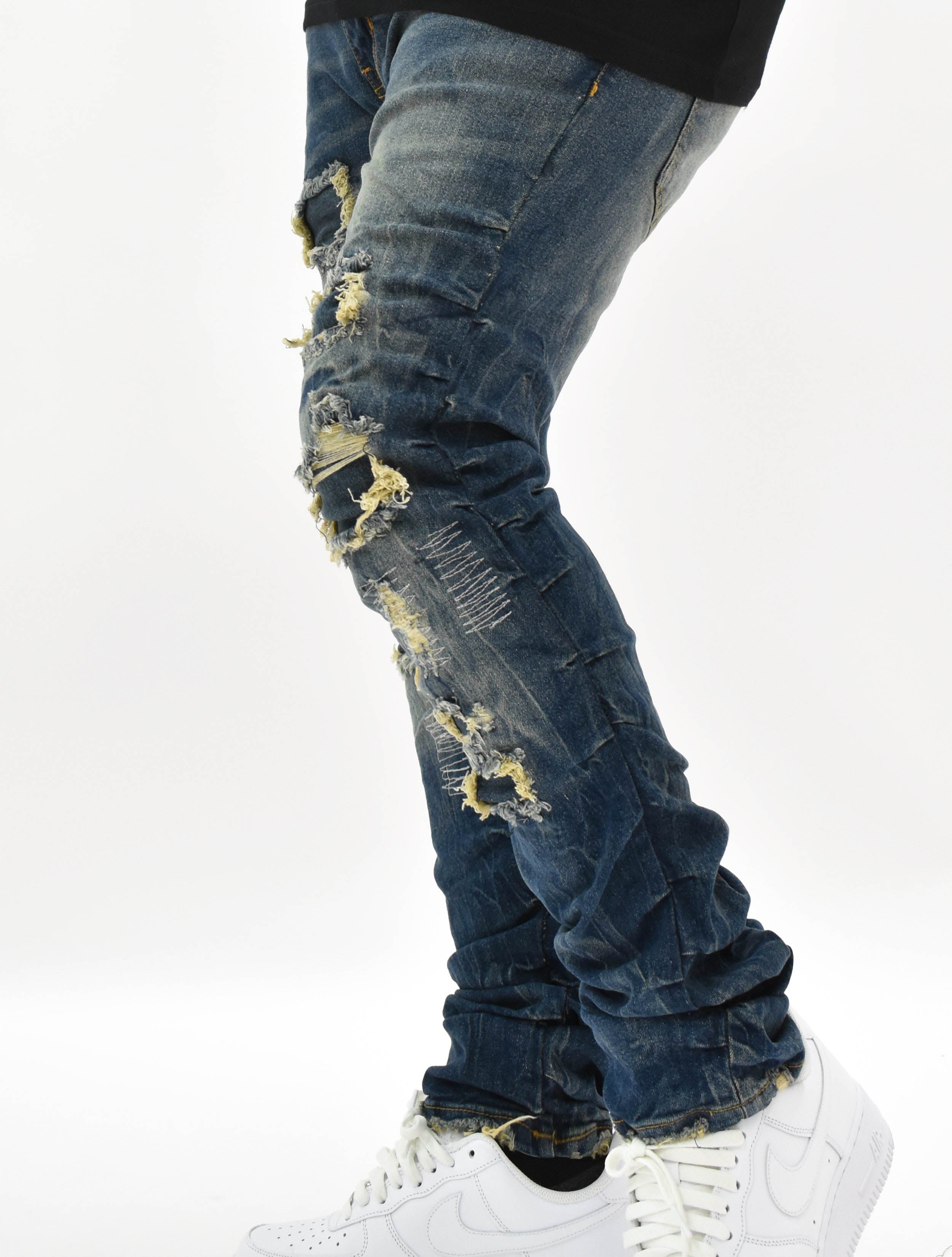 FW33873 Ruched Rip Denim
