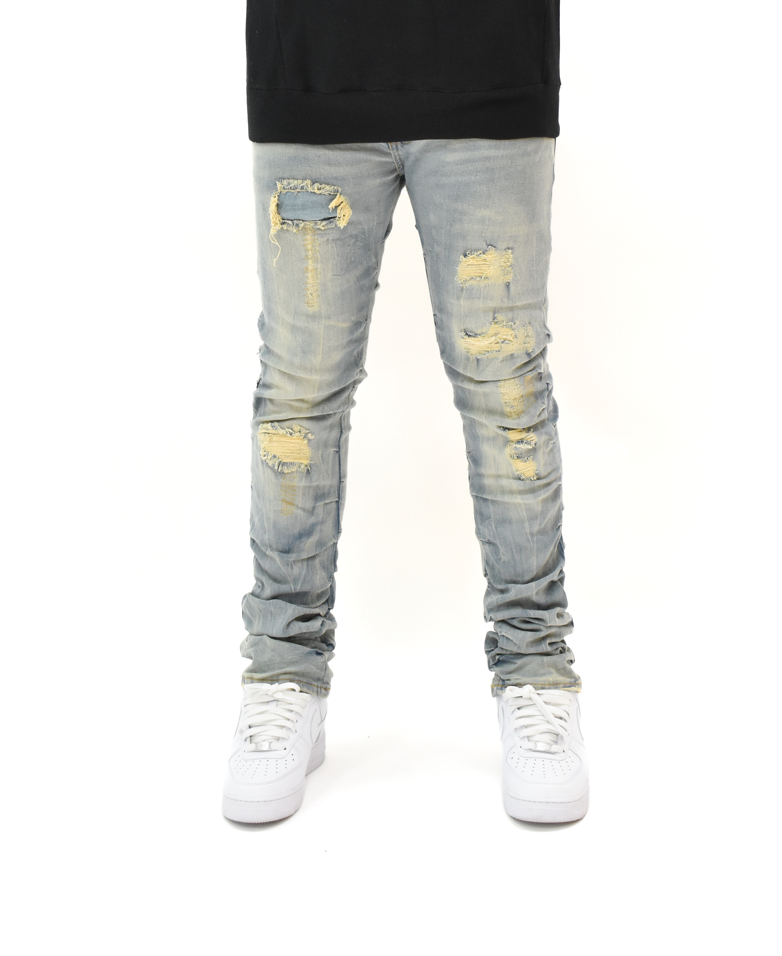 FW33873 Ruched Rip Denim