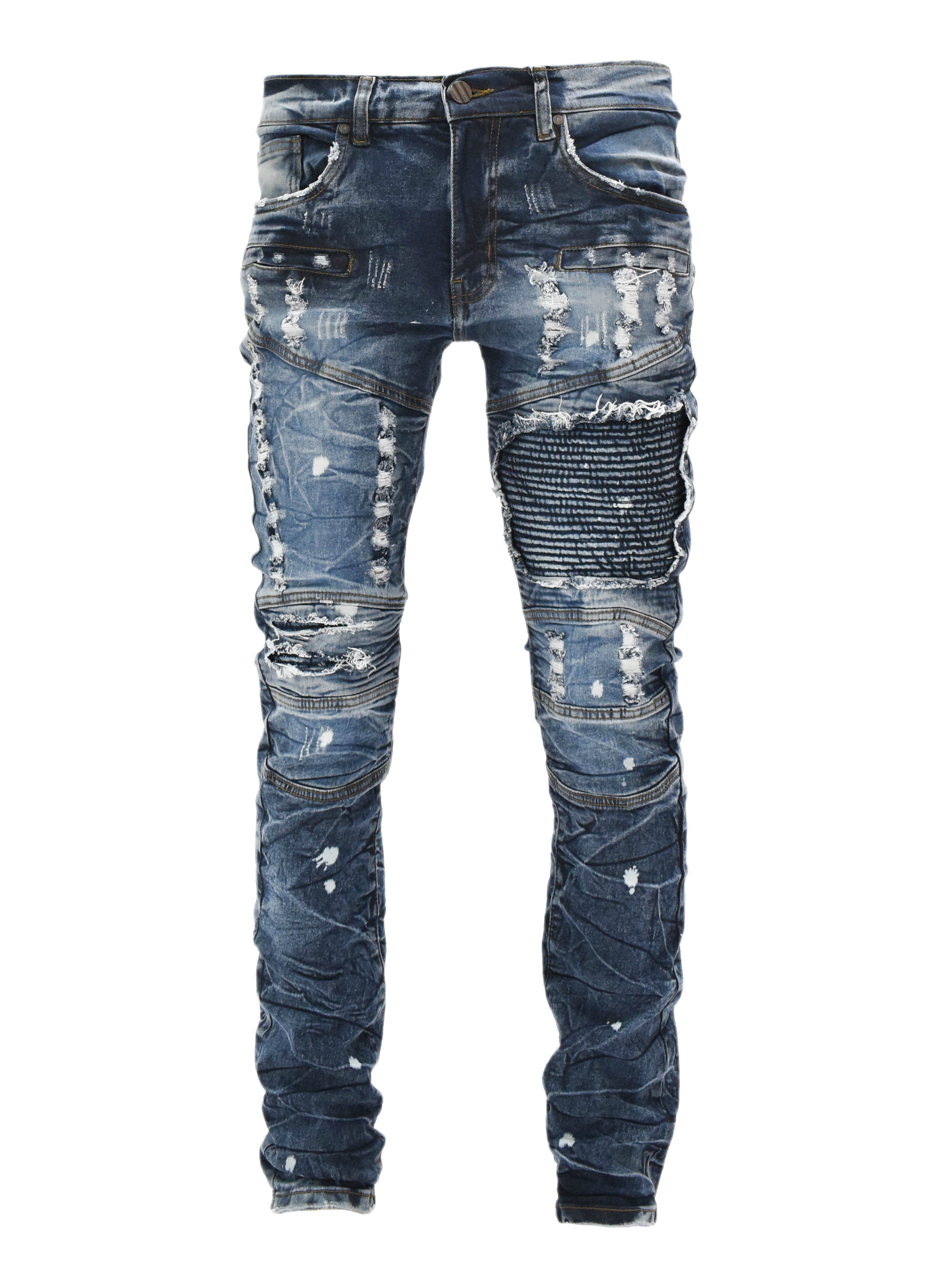 FW33574 Distressed Moto Denim
