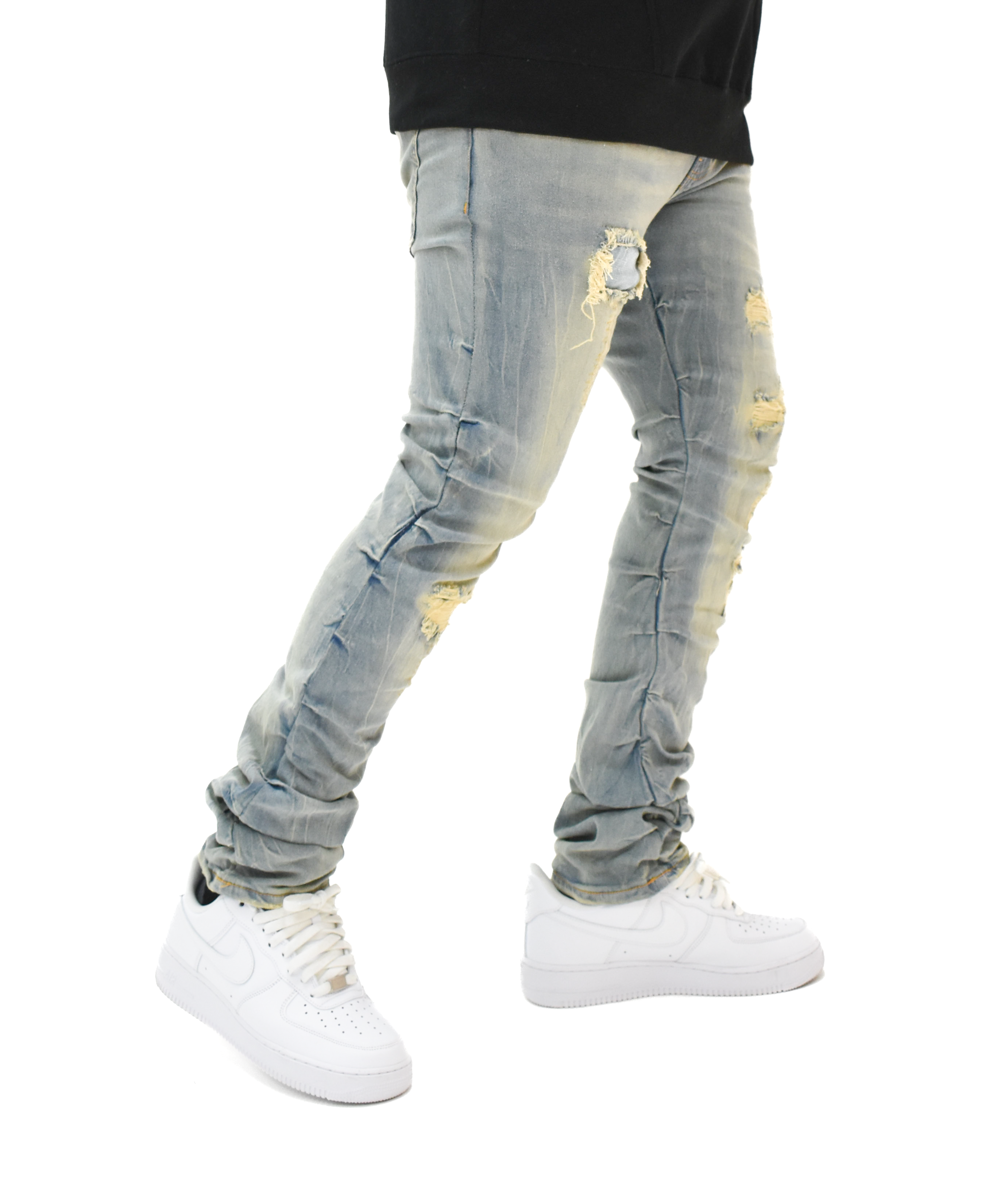 FW33873 Ruched Rip Denim