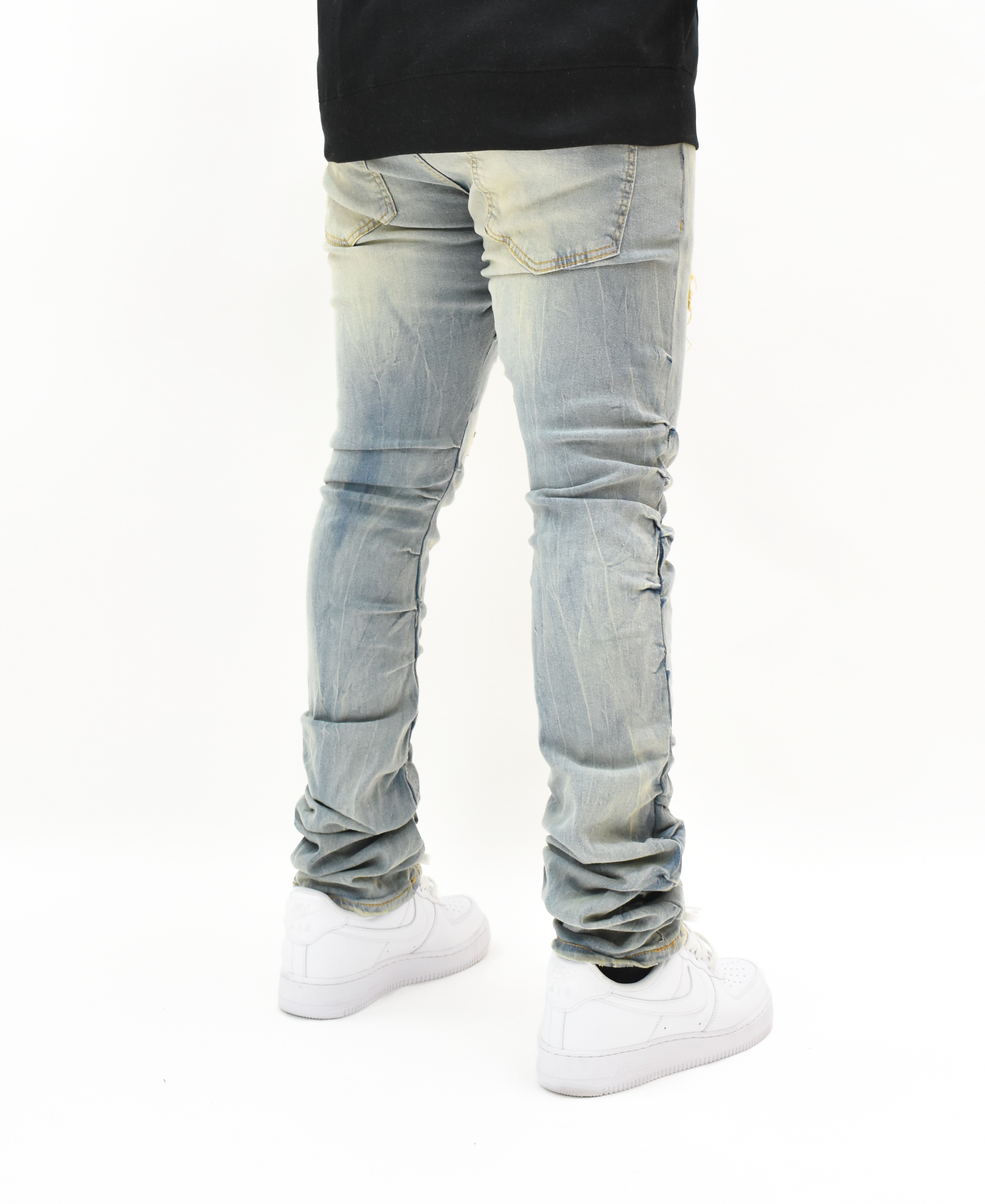 FW33873 Ruched Rip Denim