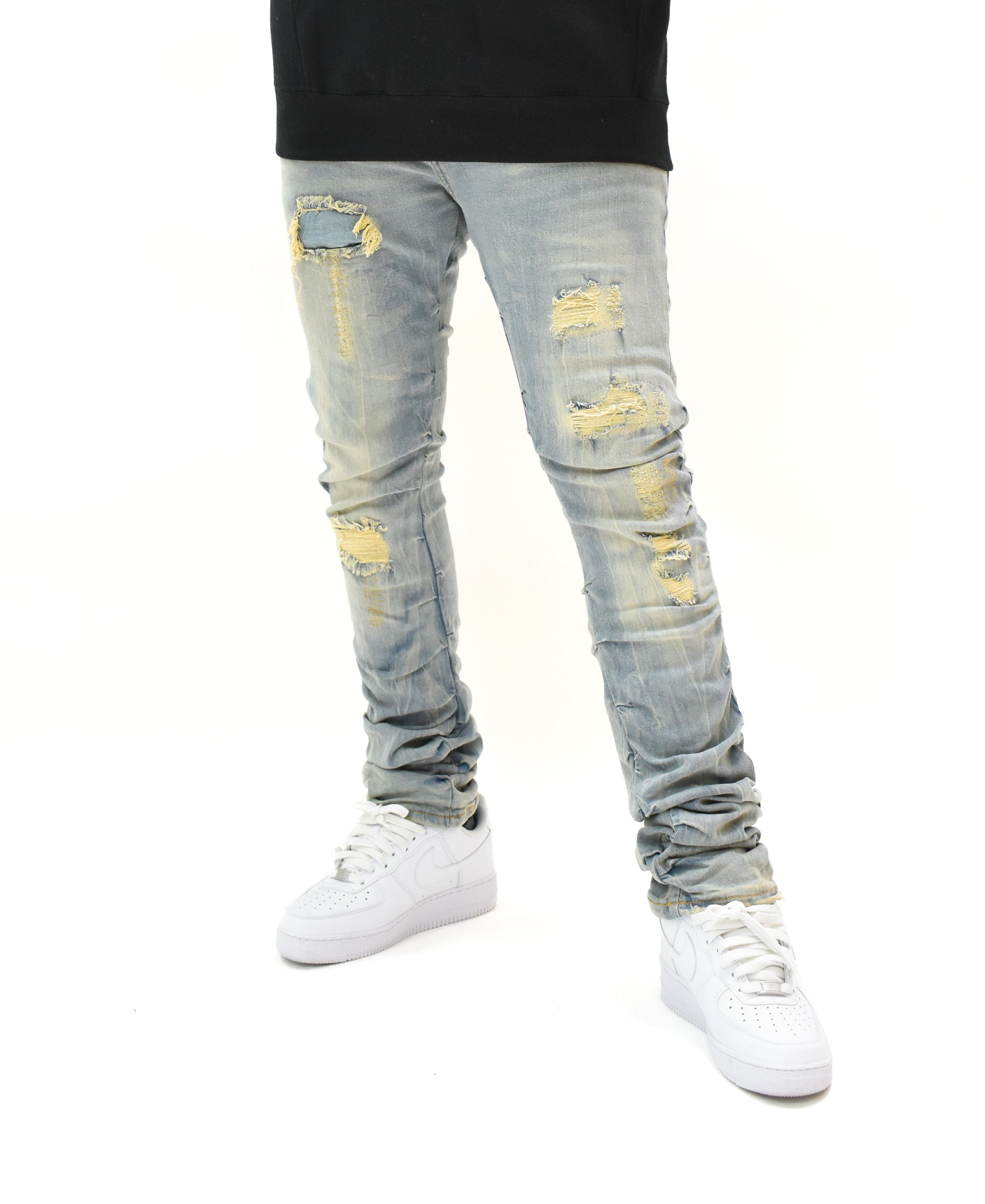 FW33873 Ruched Rip Denim