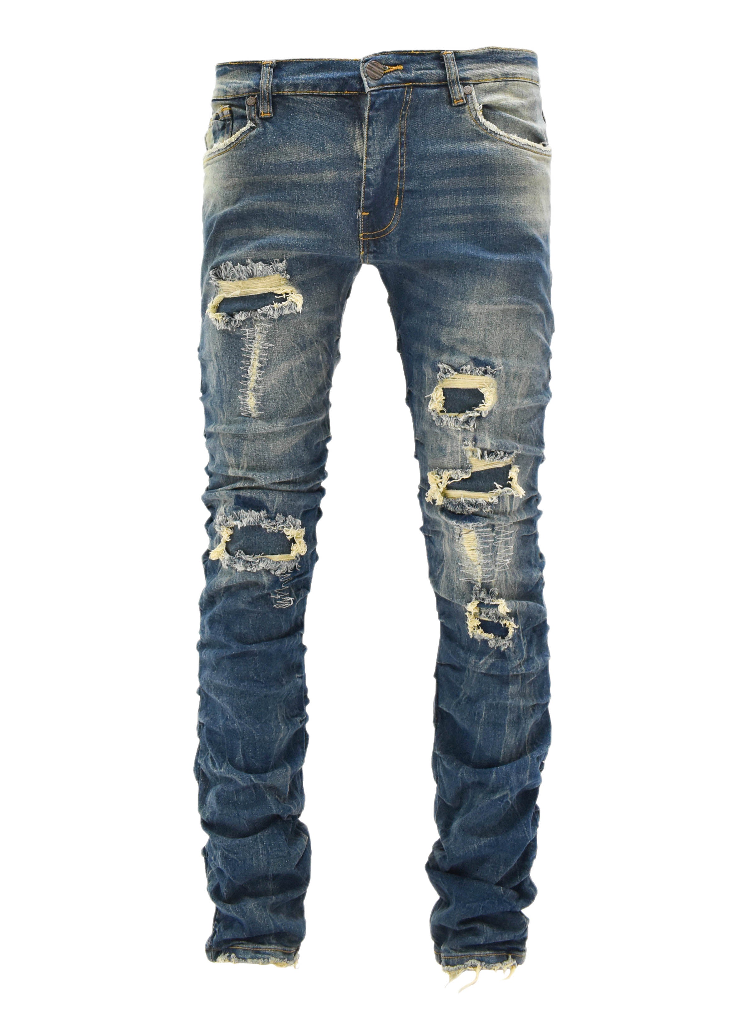 FW33873 Ruched Rip Denim