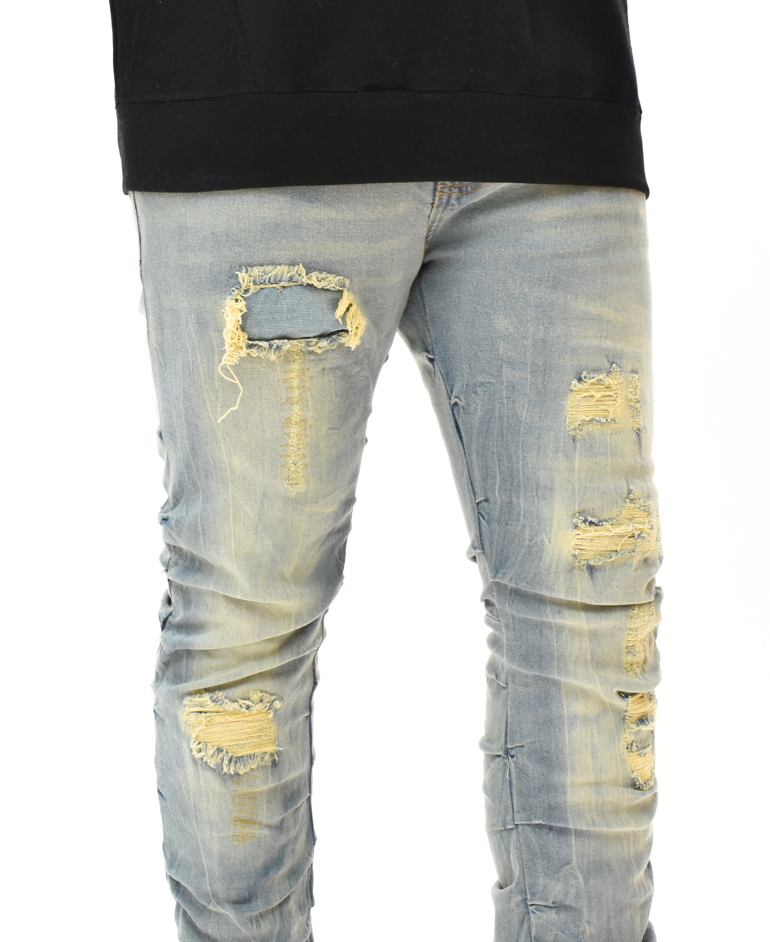 FW33873 Ruched Rip Denim