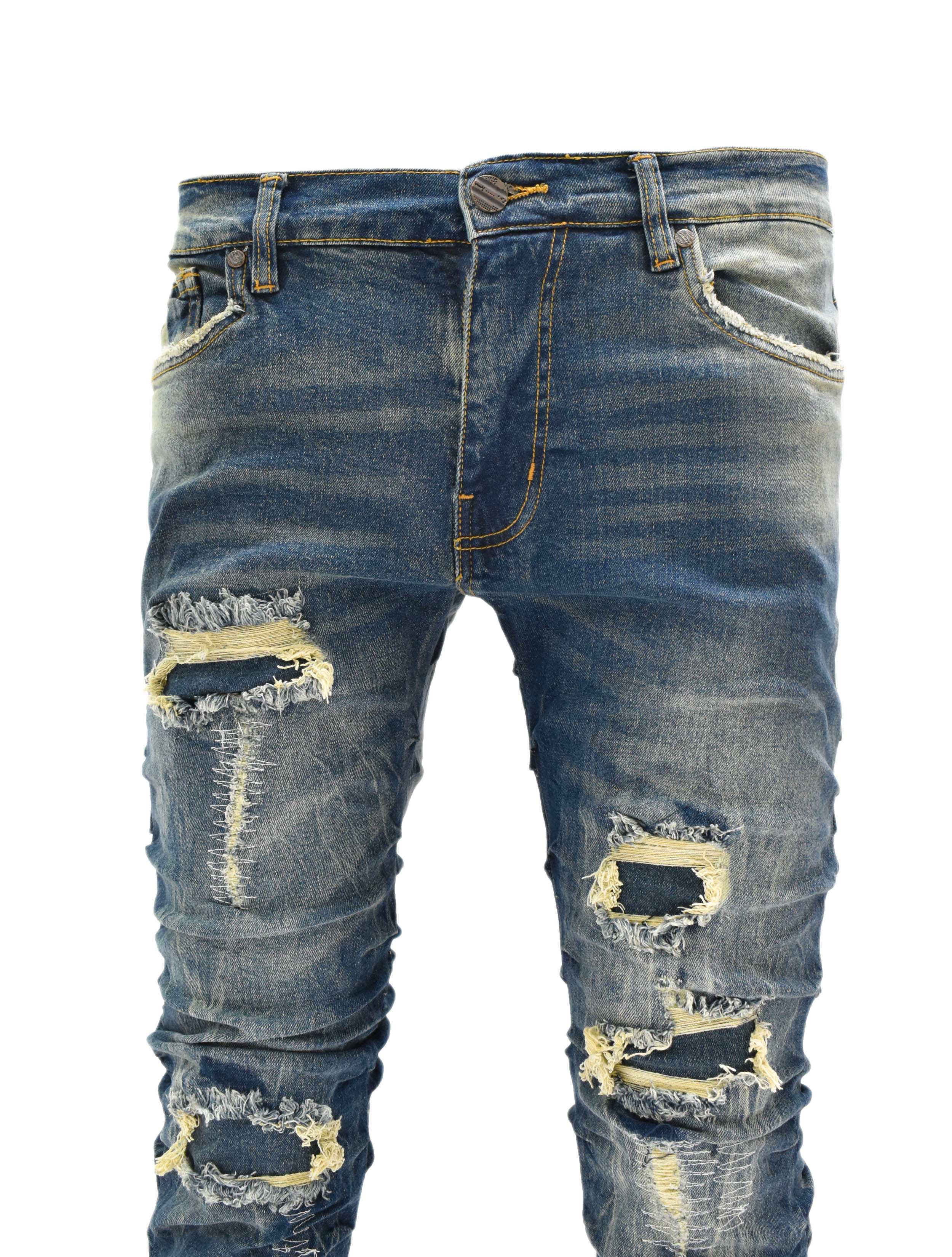 FW33873 Ruched Rip Denim
