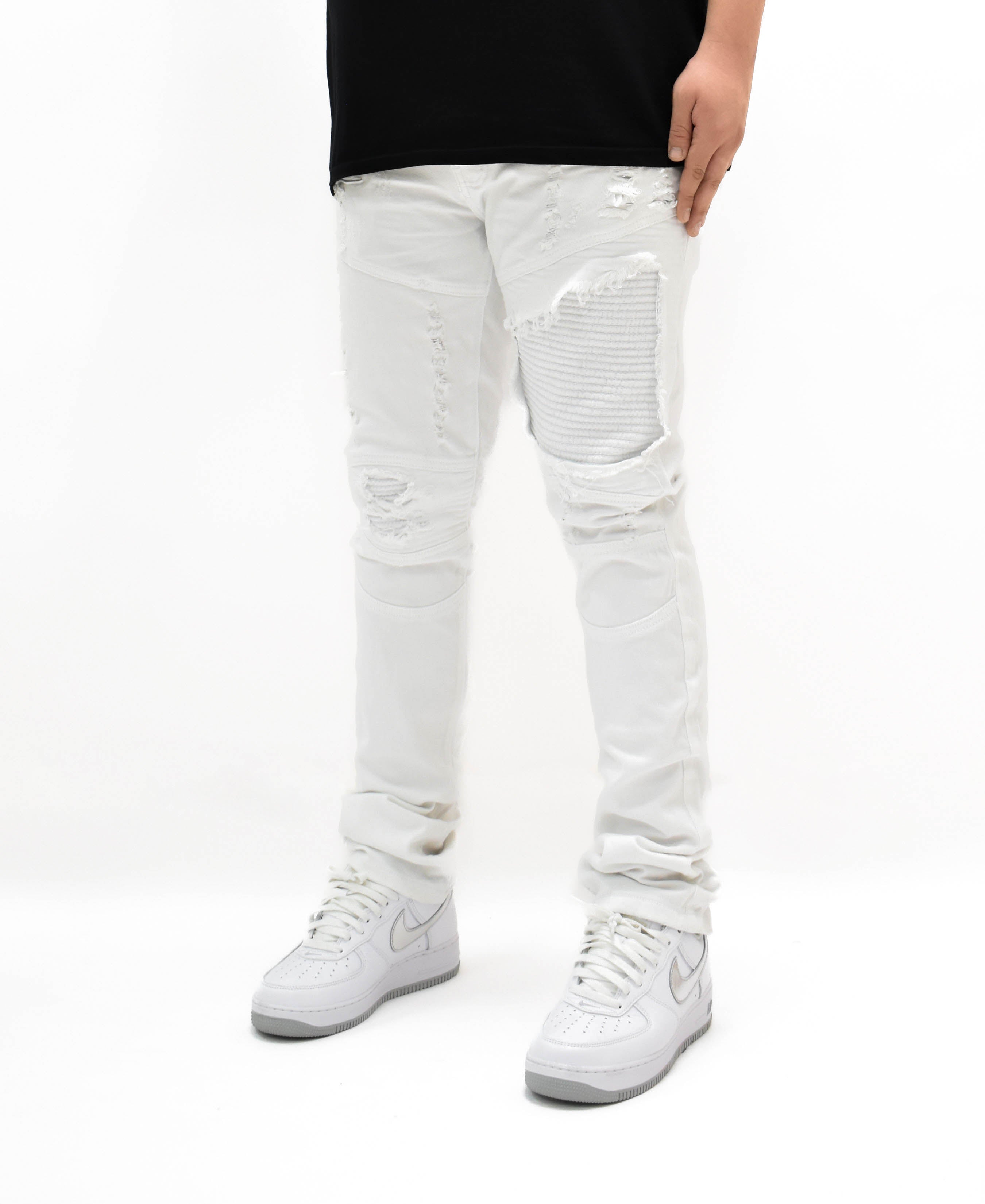 FW33574 Distressed Moto Denim