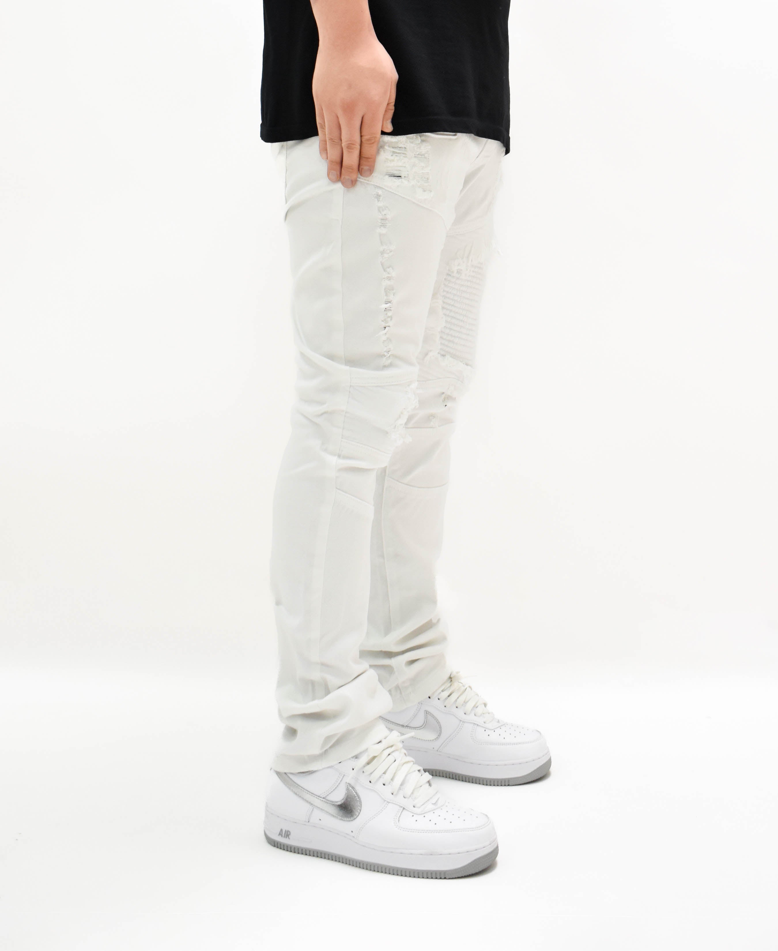 FW33574 Distressed Moto Denim