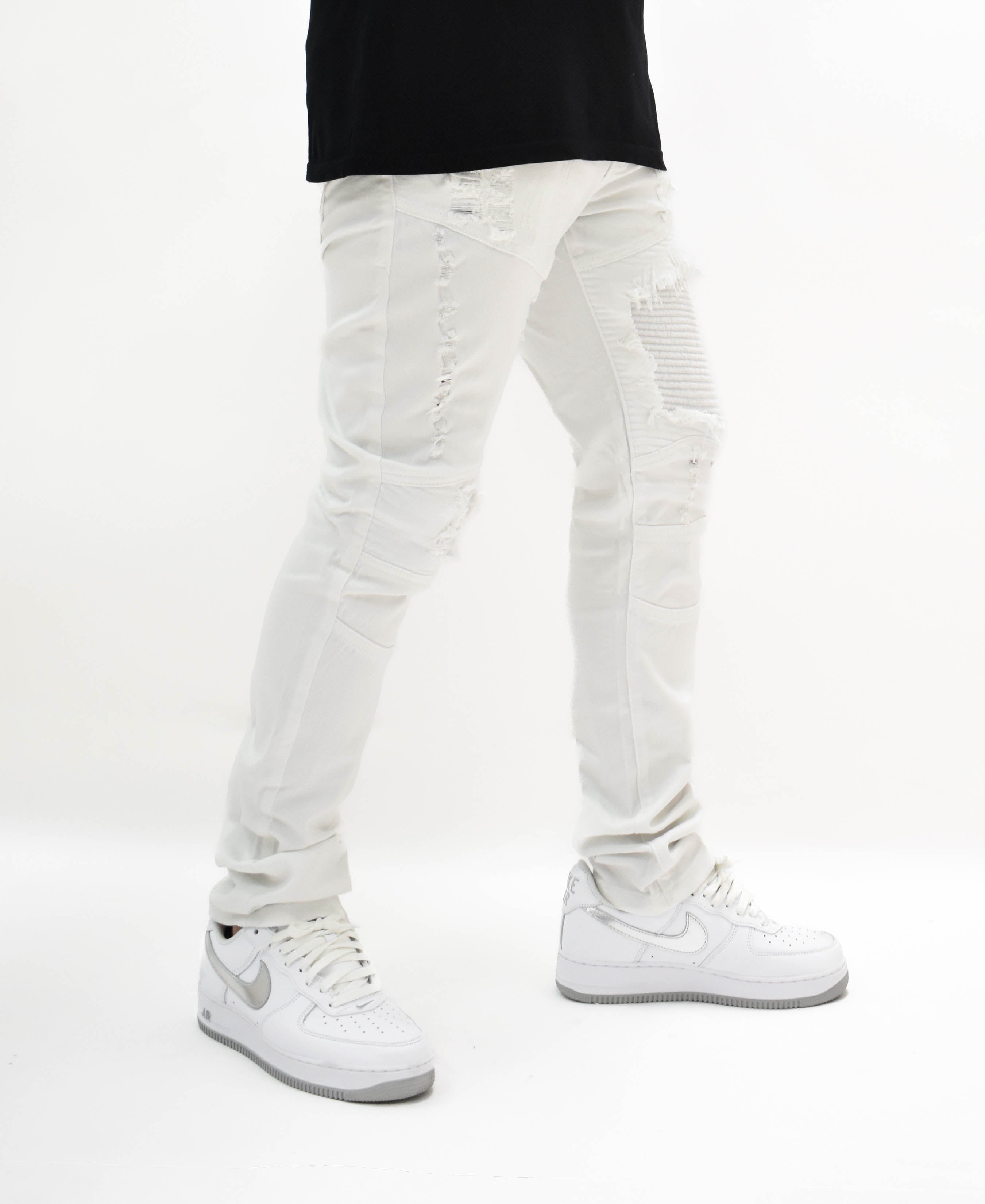 FW33574 Distressed Moto Denim