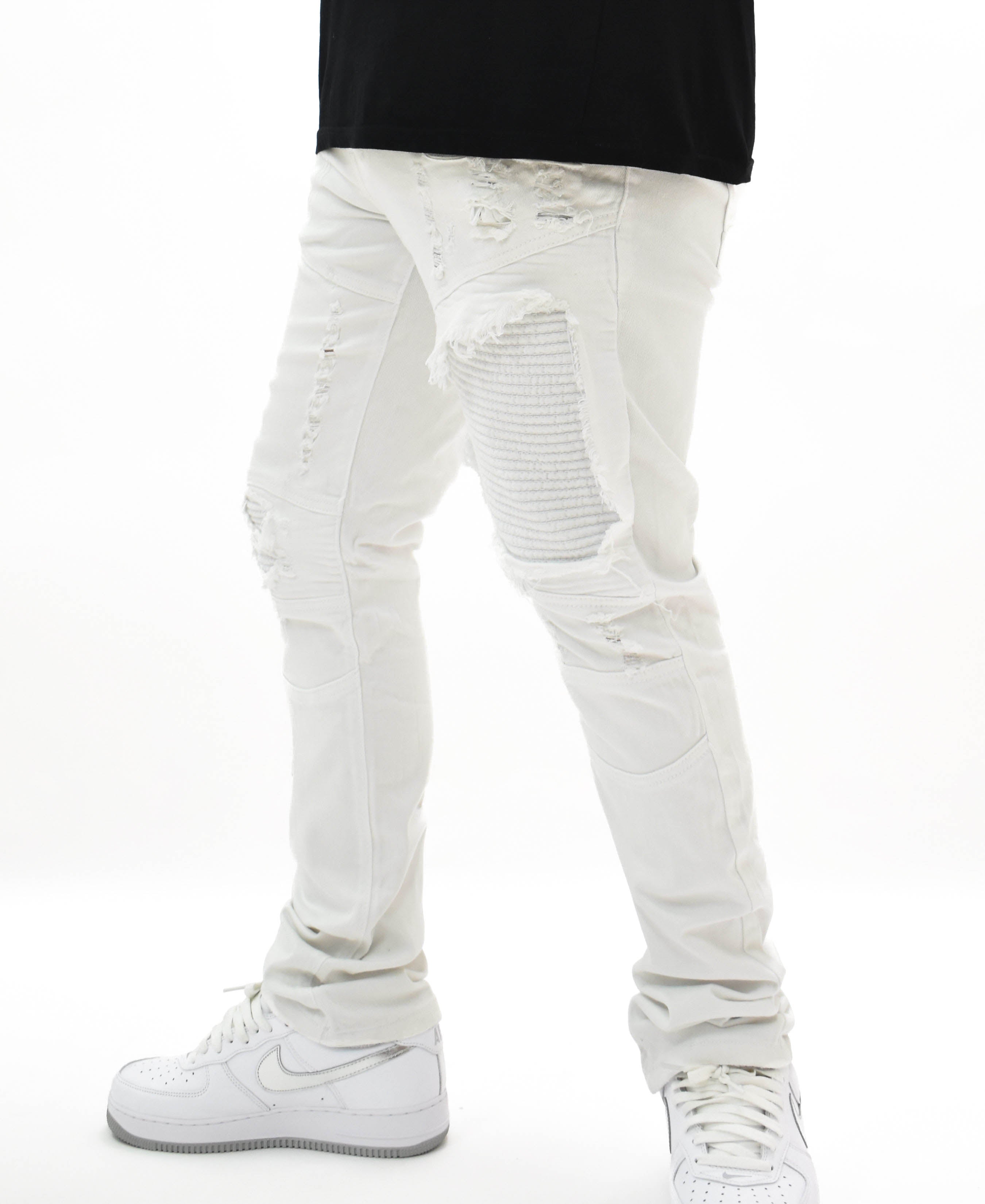 FW33574 Distressed Moto Denim