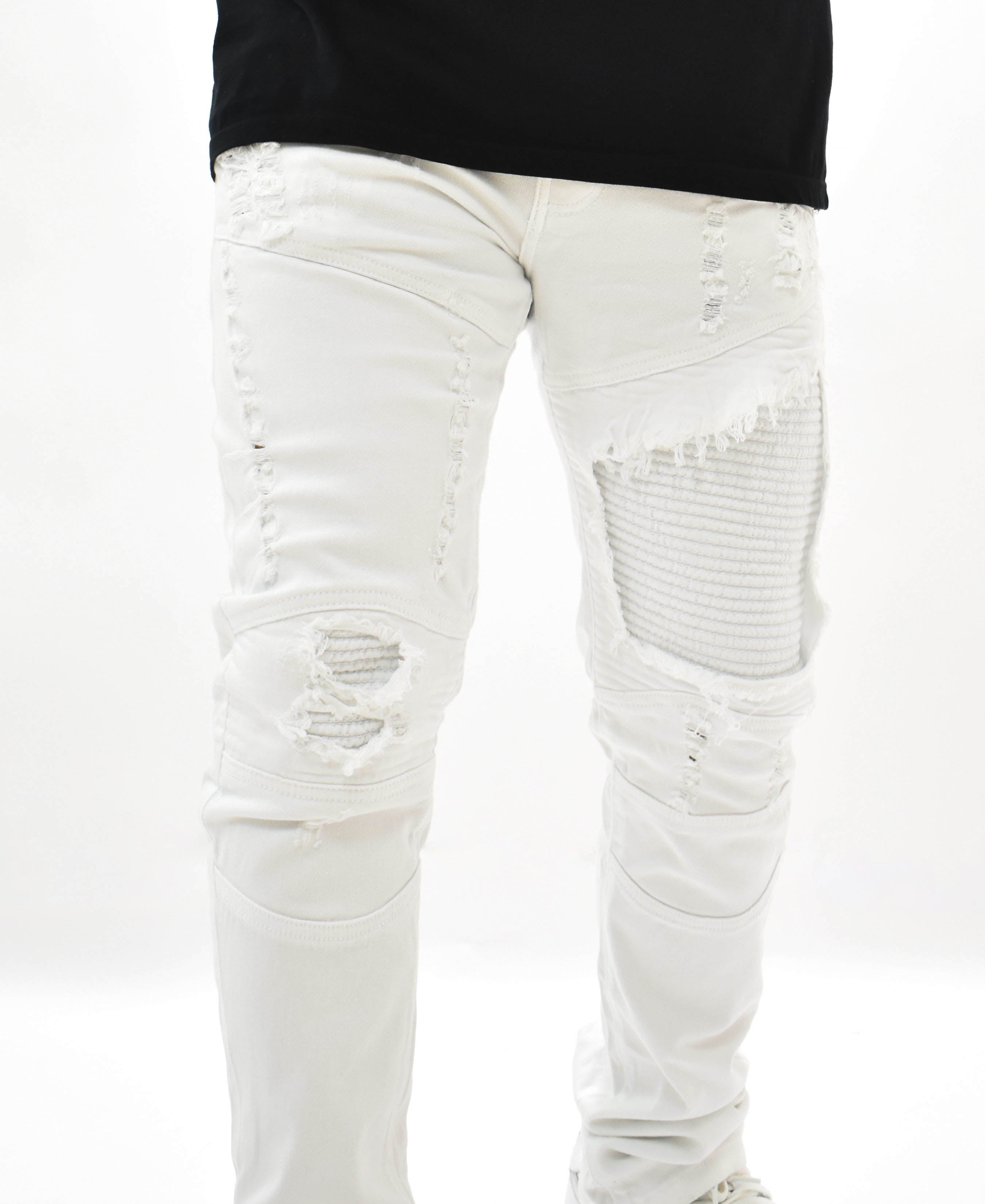 FW33574 Distressed Moto Denim