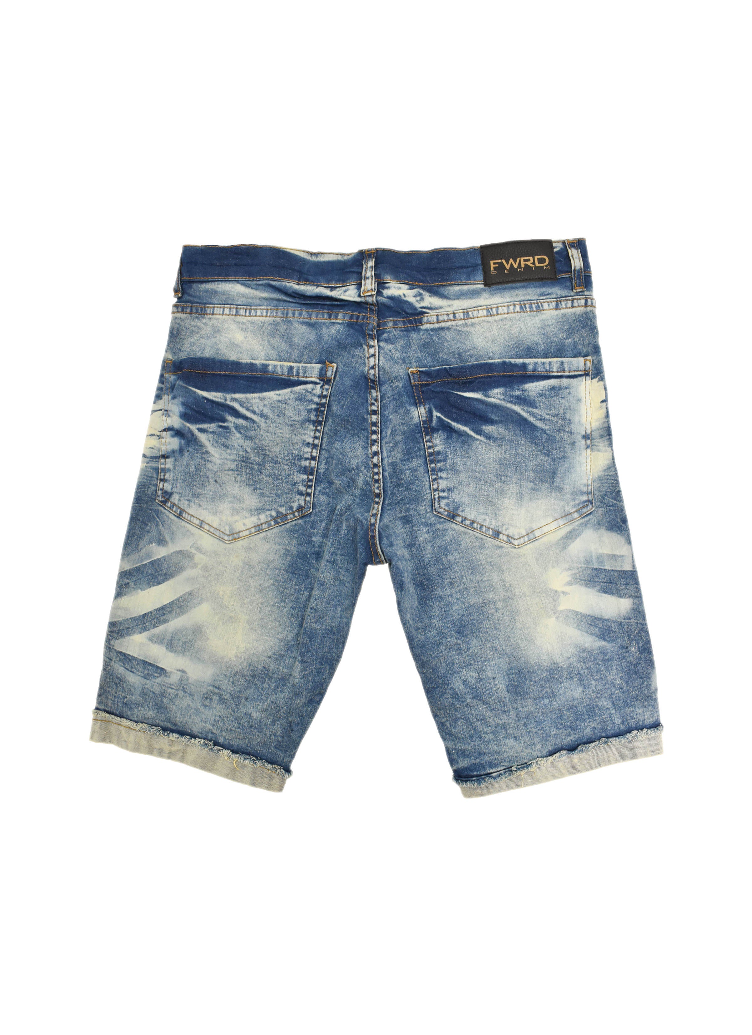 FW22740 Sanded Ripped Denim Shorts