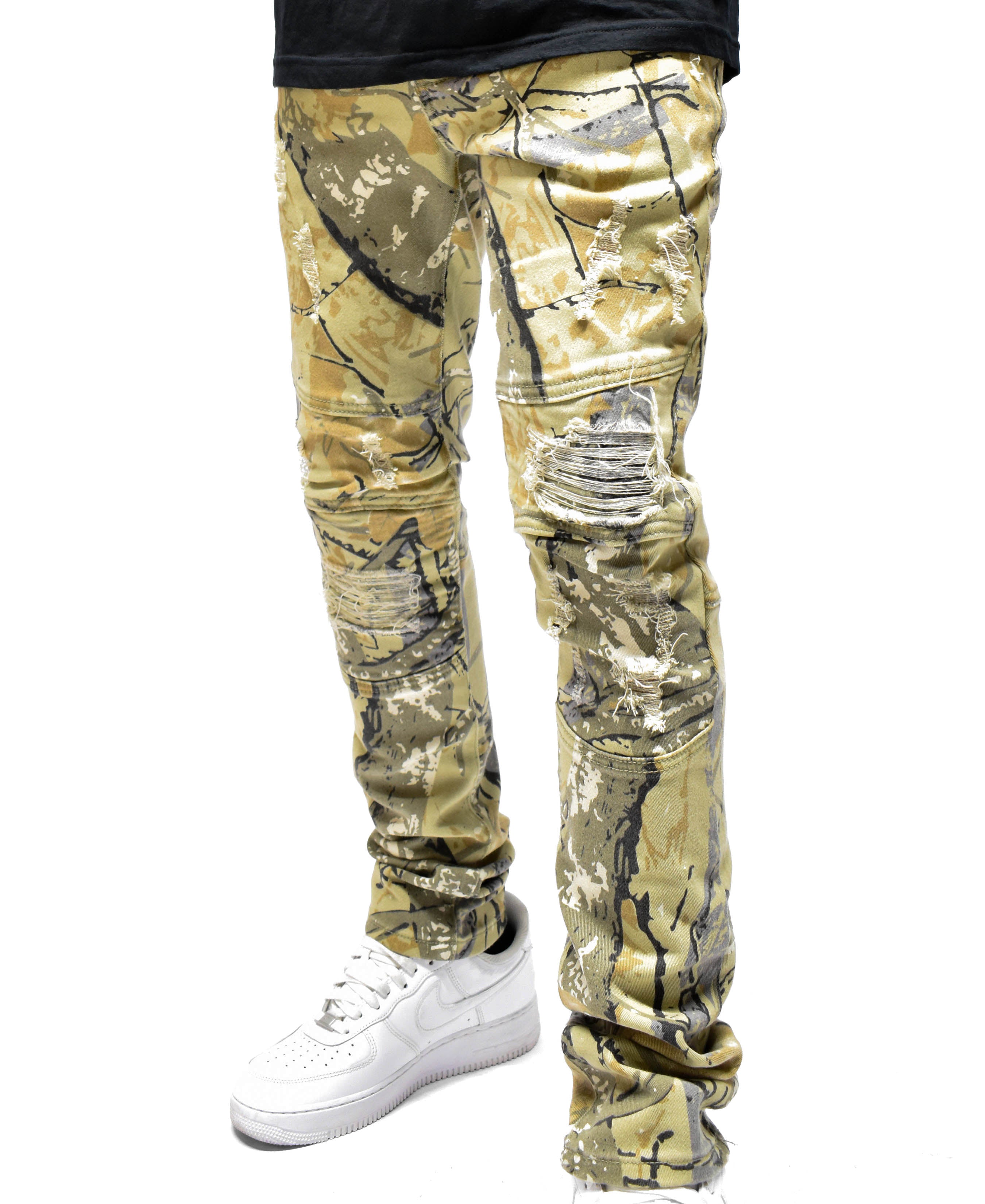 S4425 Ripped Camo Denim