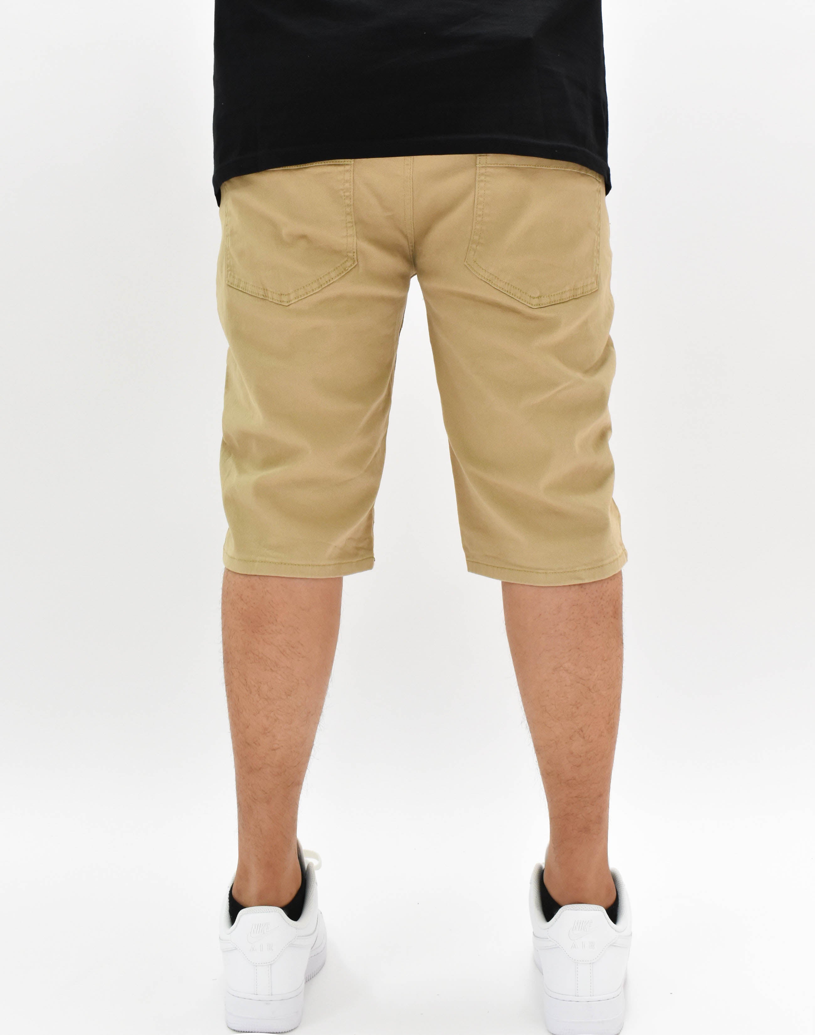 MS20570 Khaki Panel Denim Shorts
