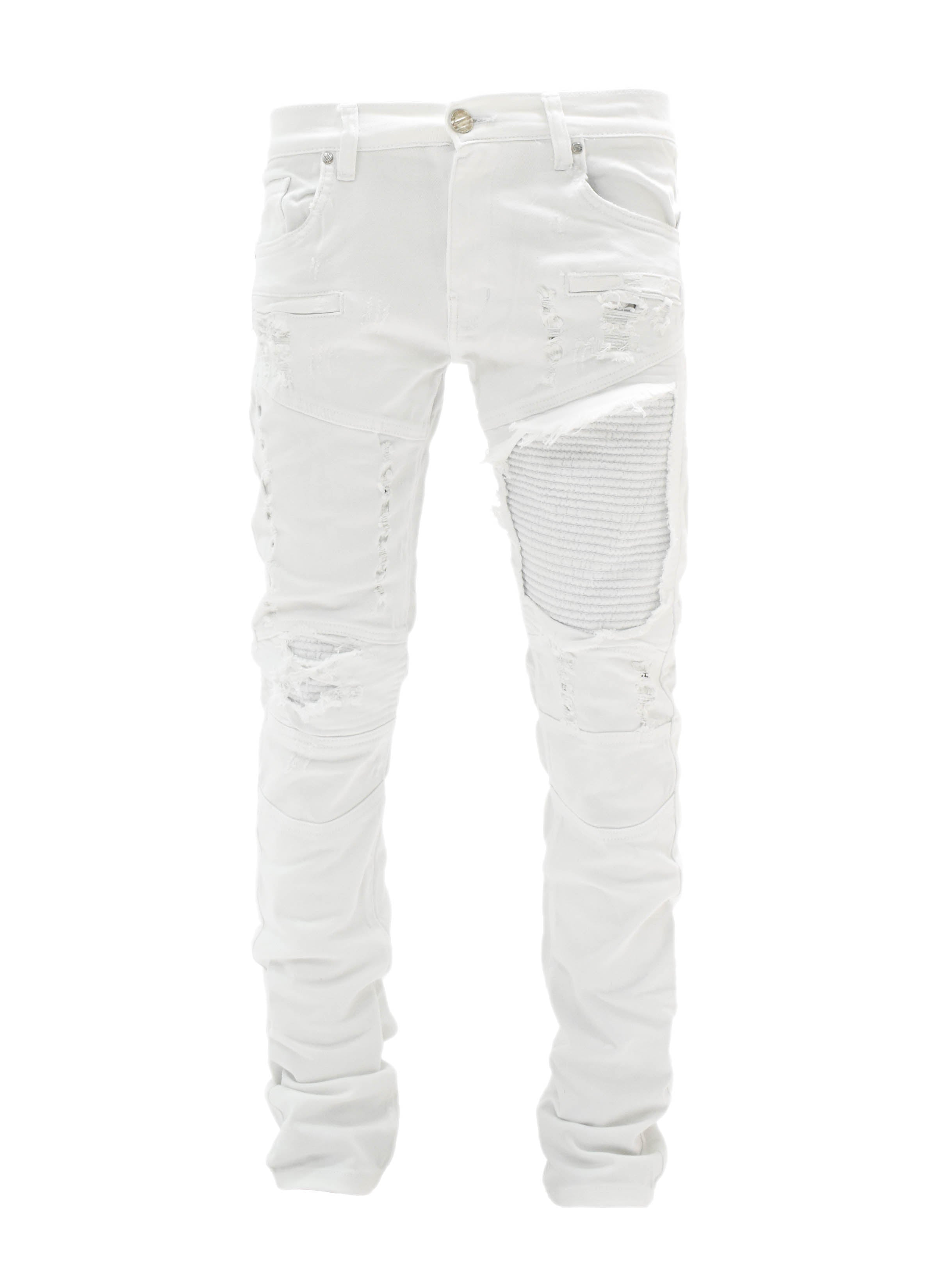FW33574 Distressed Moto Denim