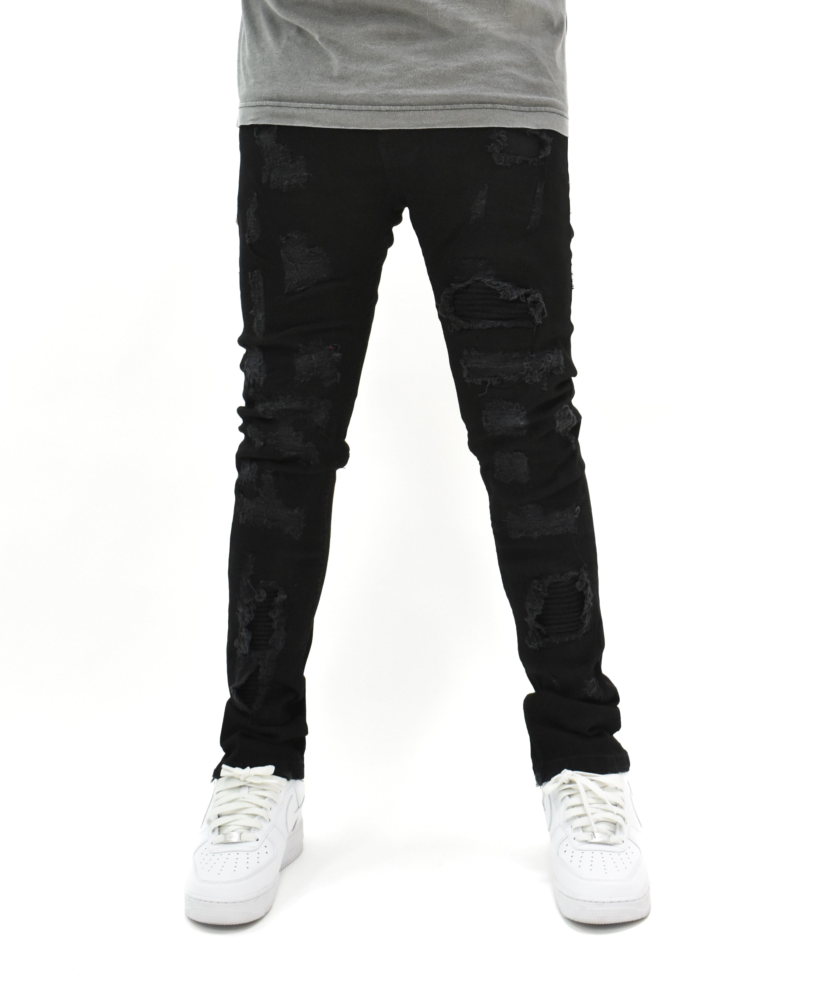 FW33705 Gashed Biker Denim