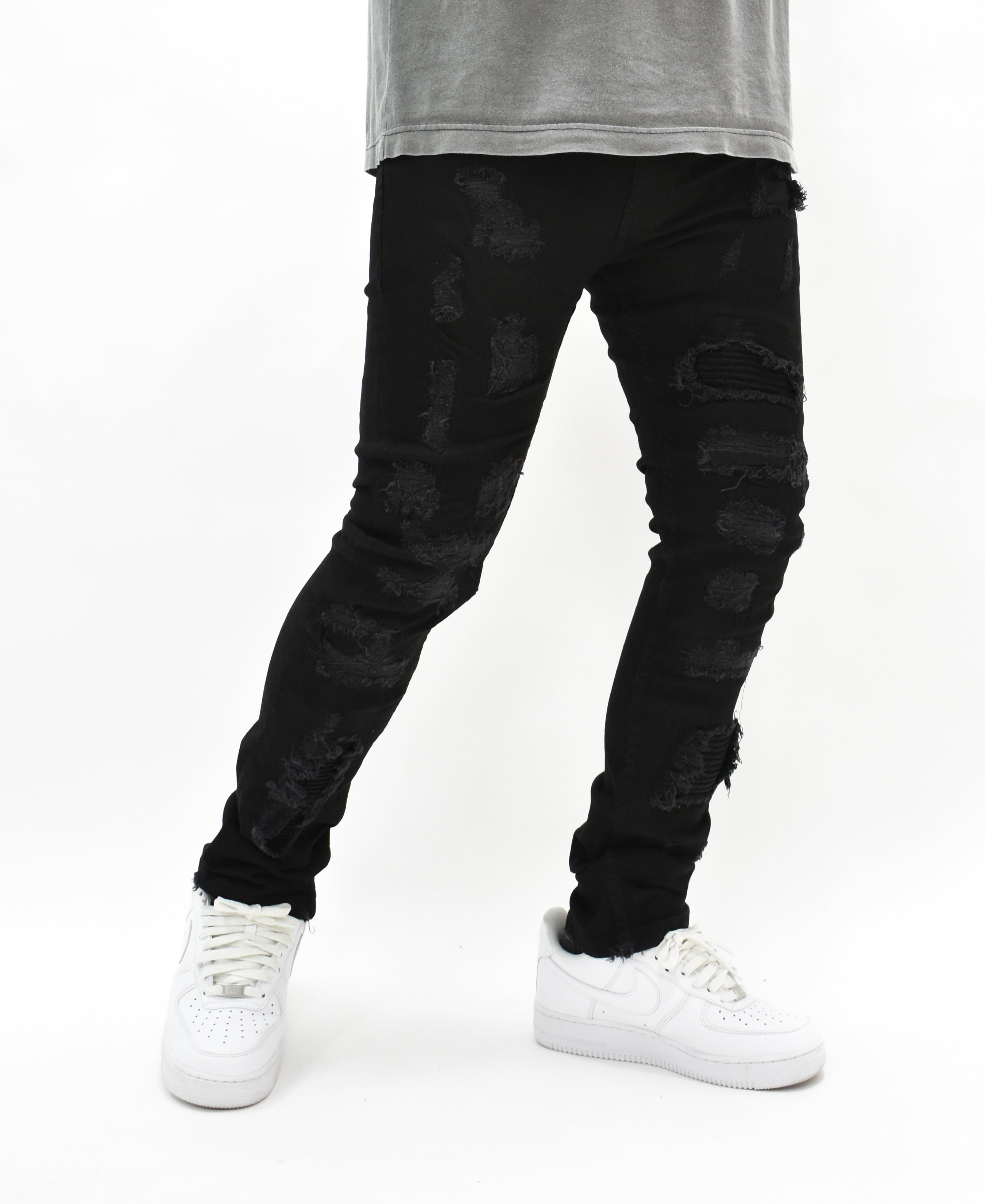 FW33705 Gashed Biker Denim