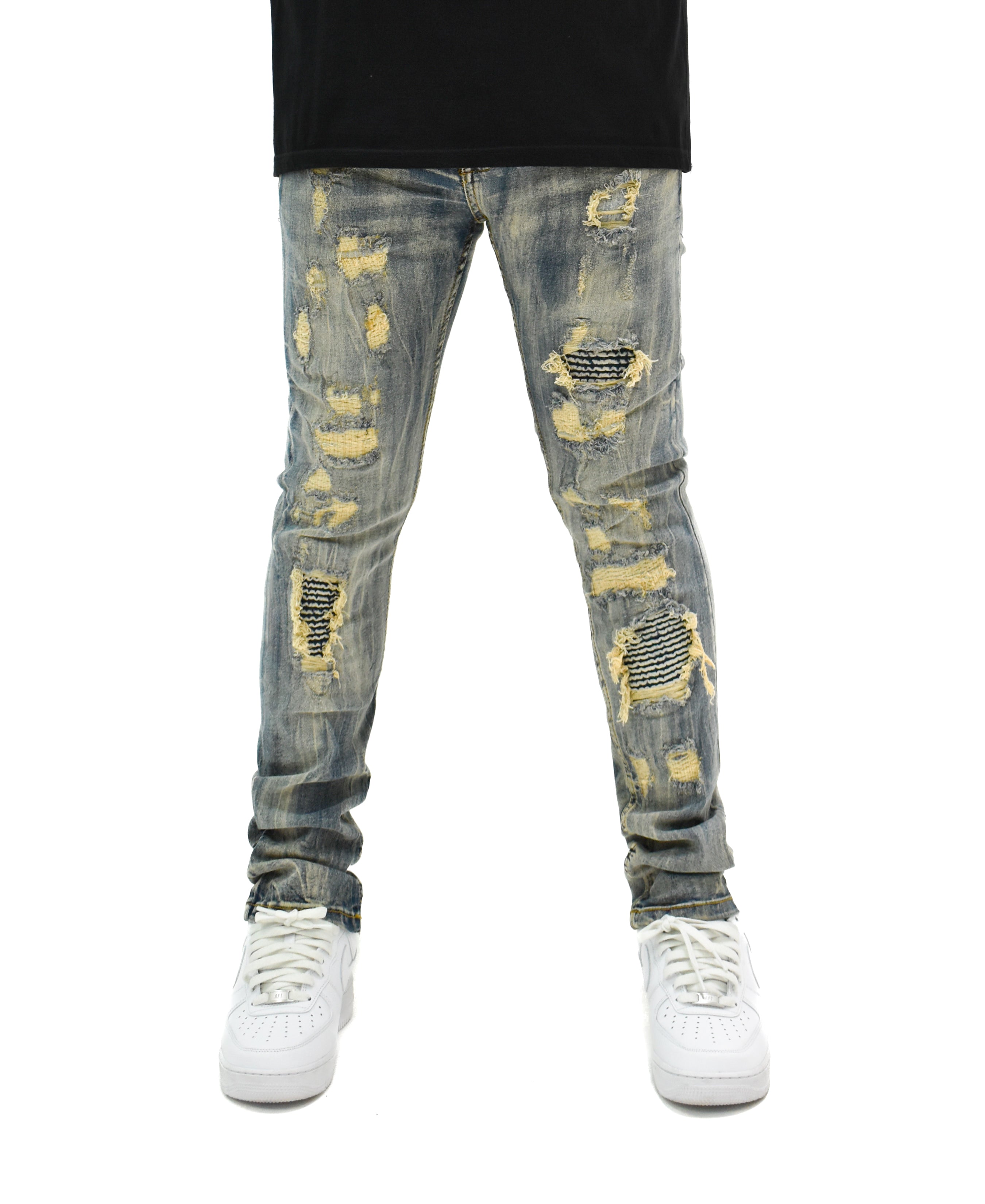FW33705 Gashed Biker Denim