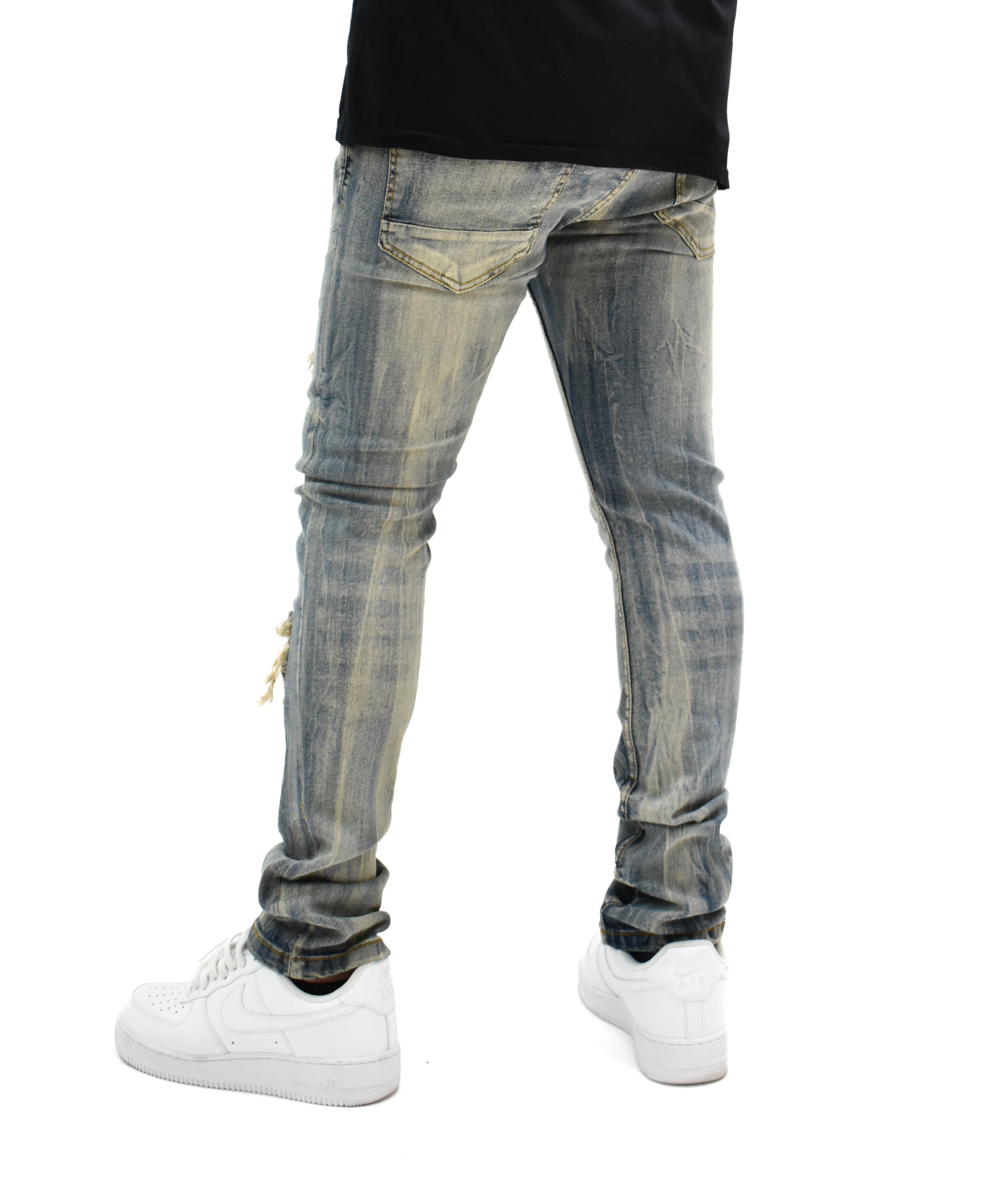 FW33705 Gashed Biker Denim