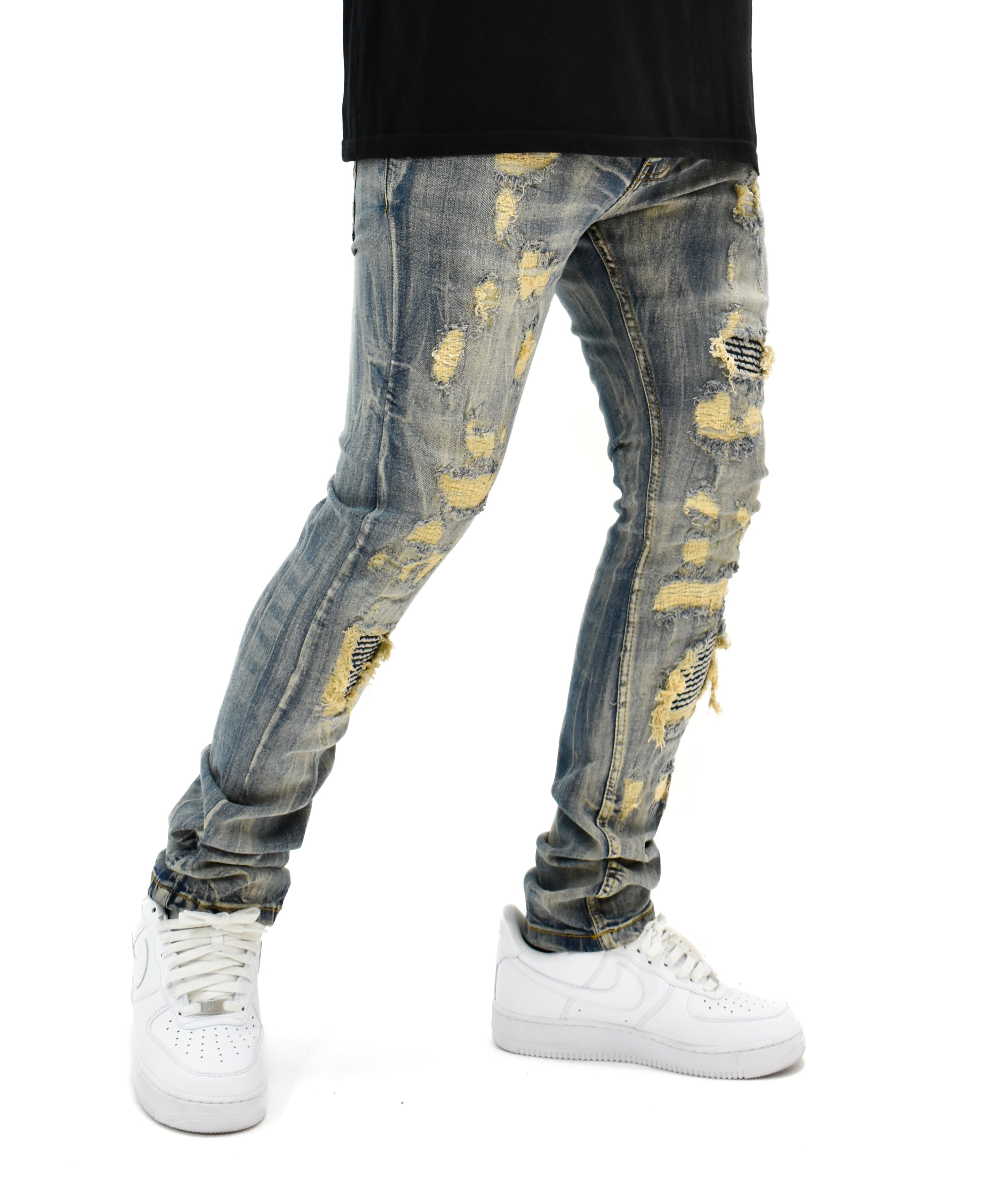 FW33705 Gashed Biker Denim