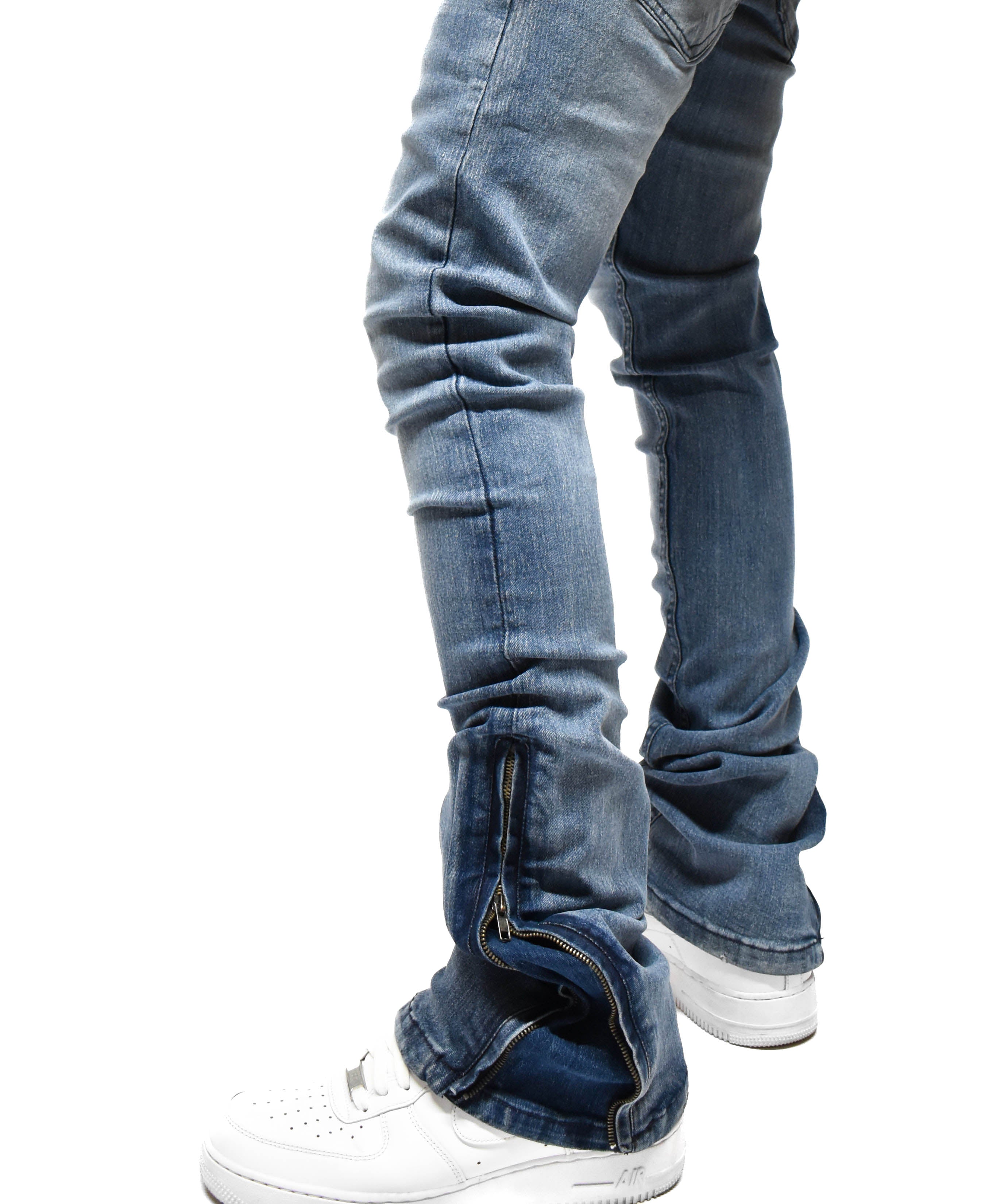 R651 Zip Flared Denim