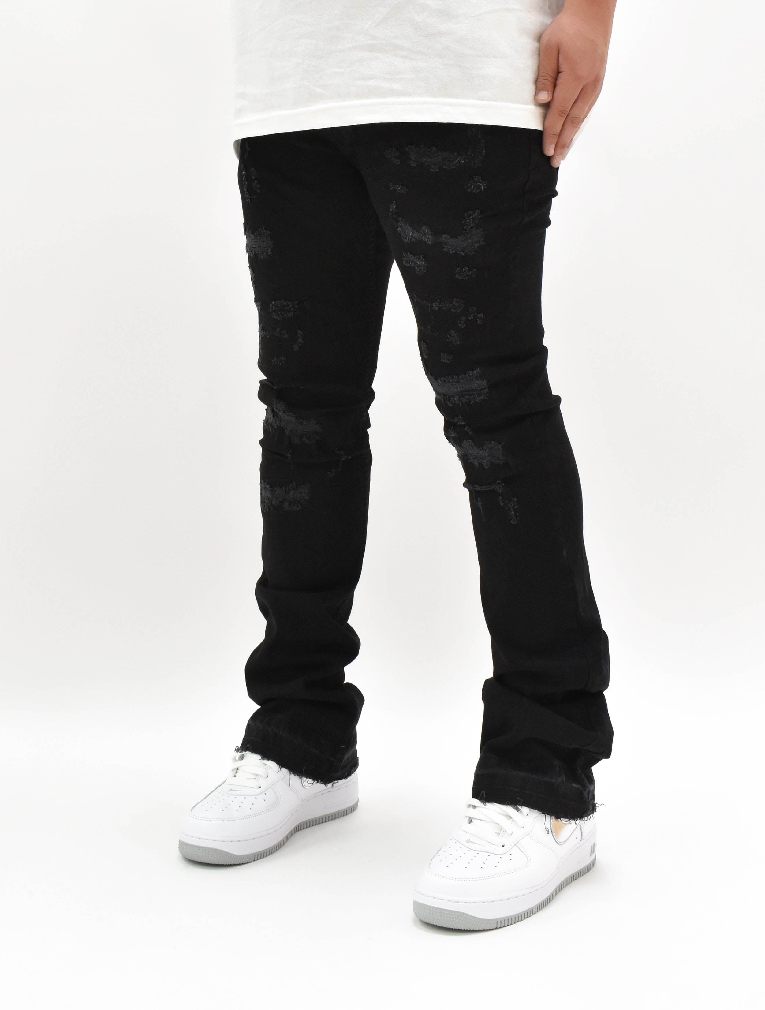 FW33893 Distressed Stacked Denim
