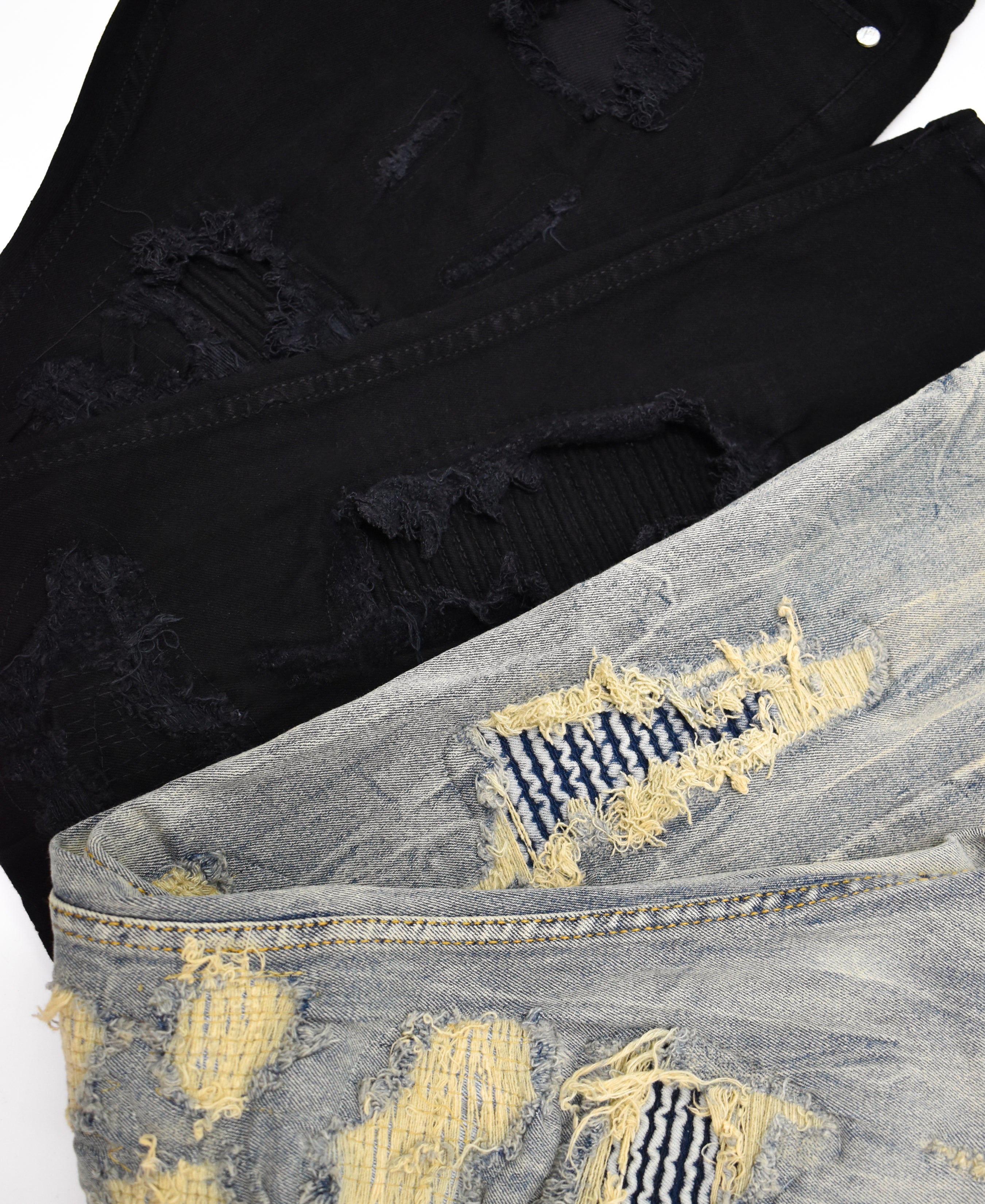 FW33705 Gashed Biker Denim