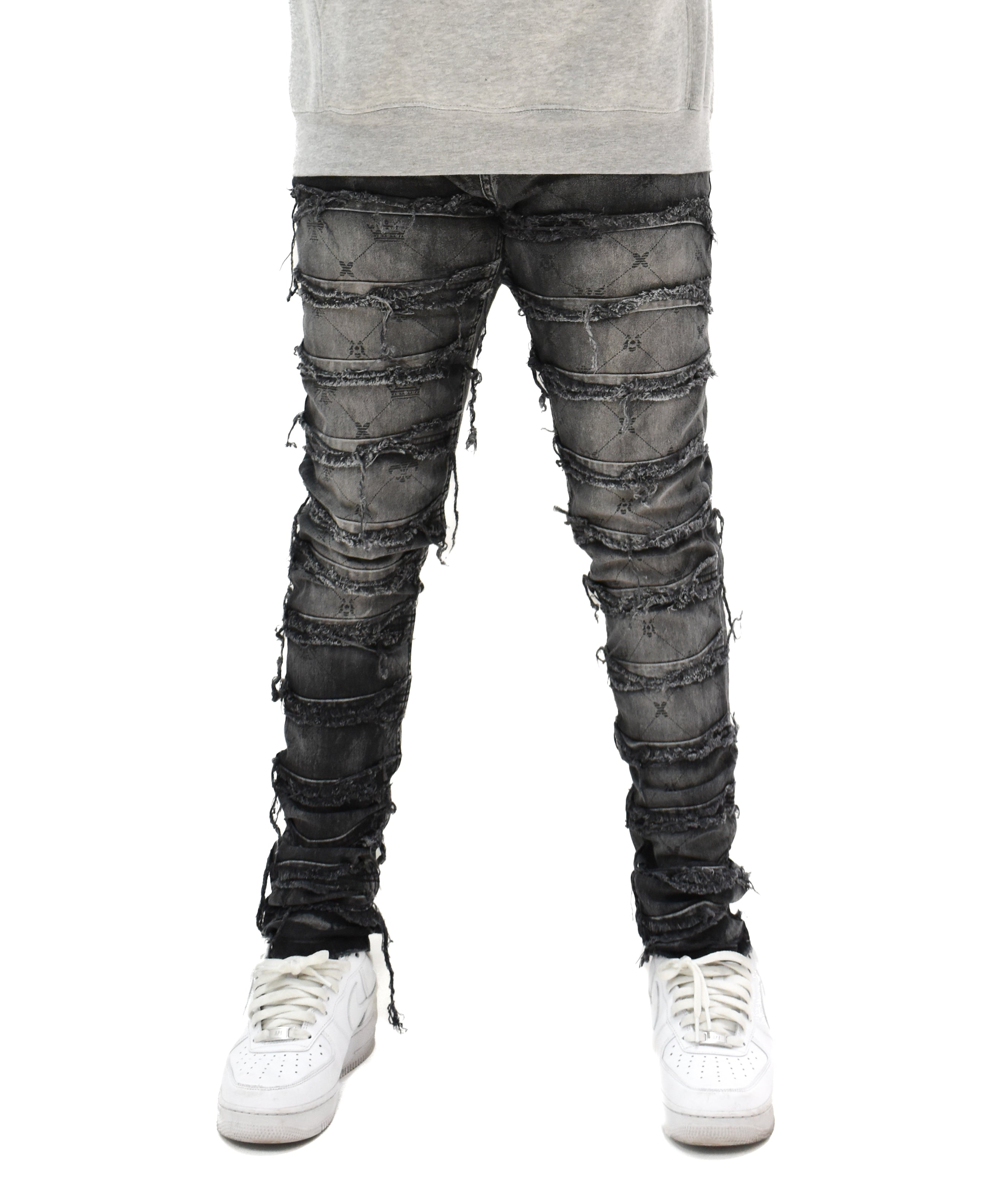 T4001 Distressed Print Denim