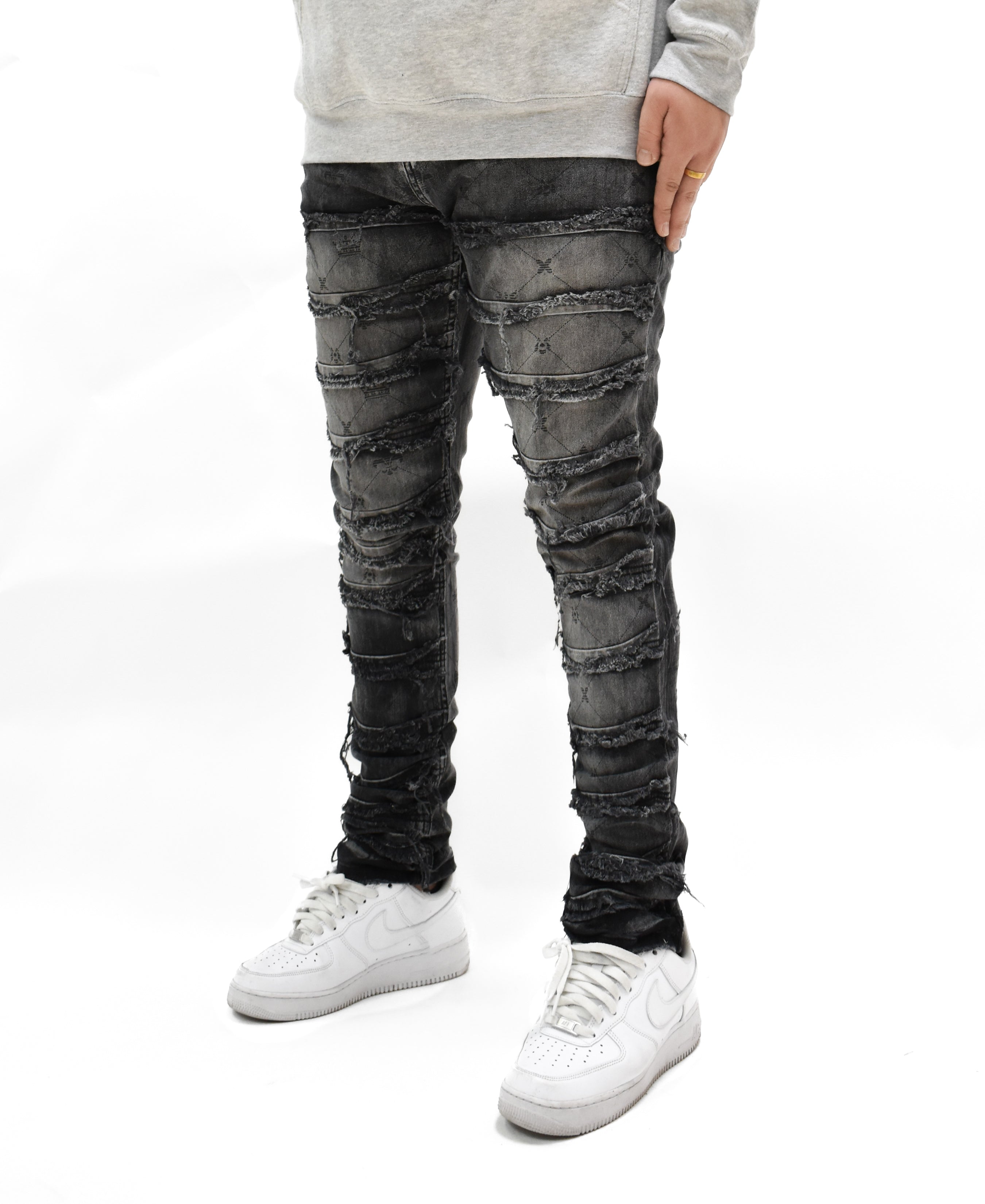 T4001 Distressed Print Denim