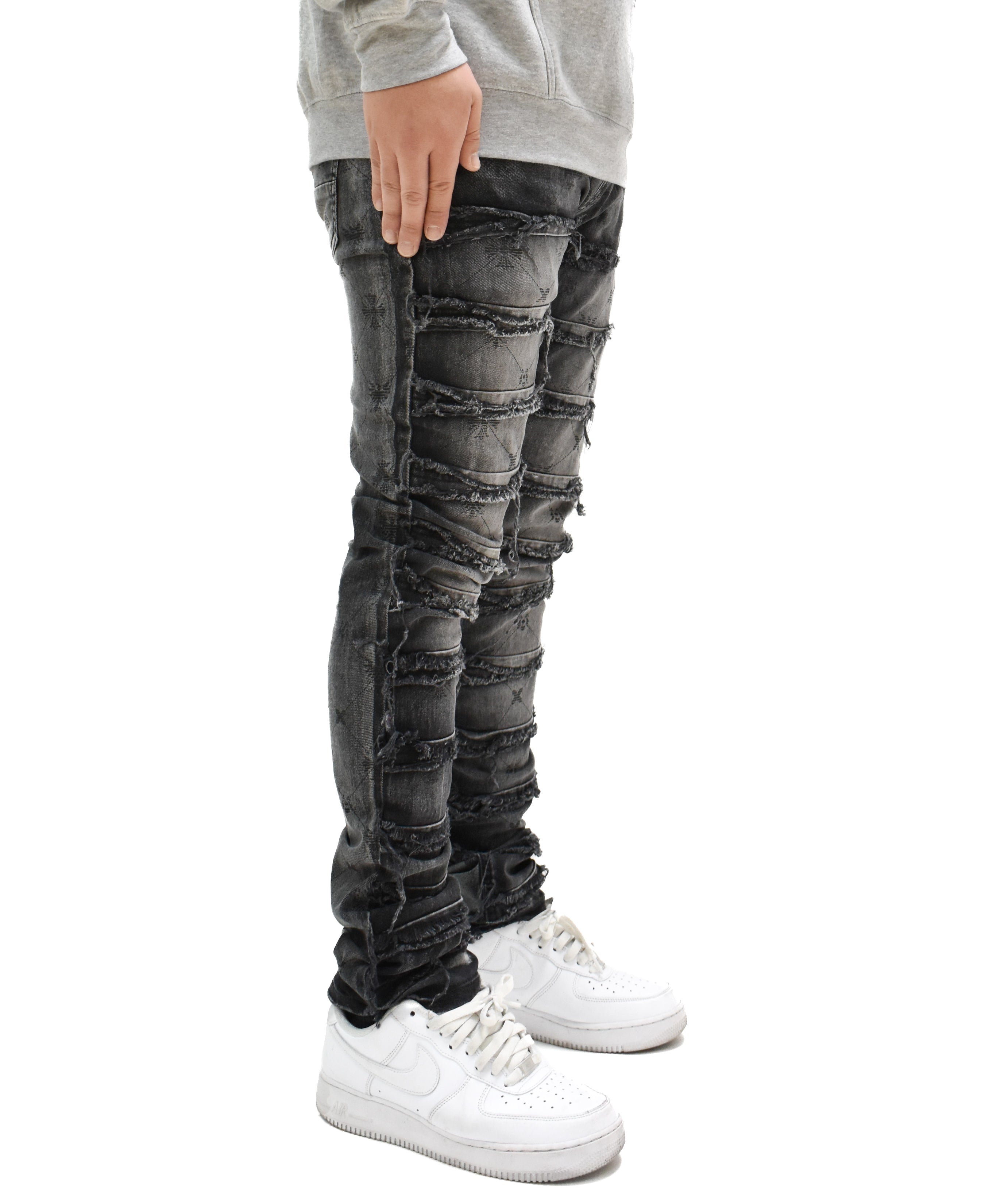 T4001 Distressed Print Denim