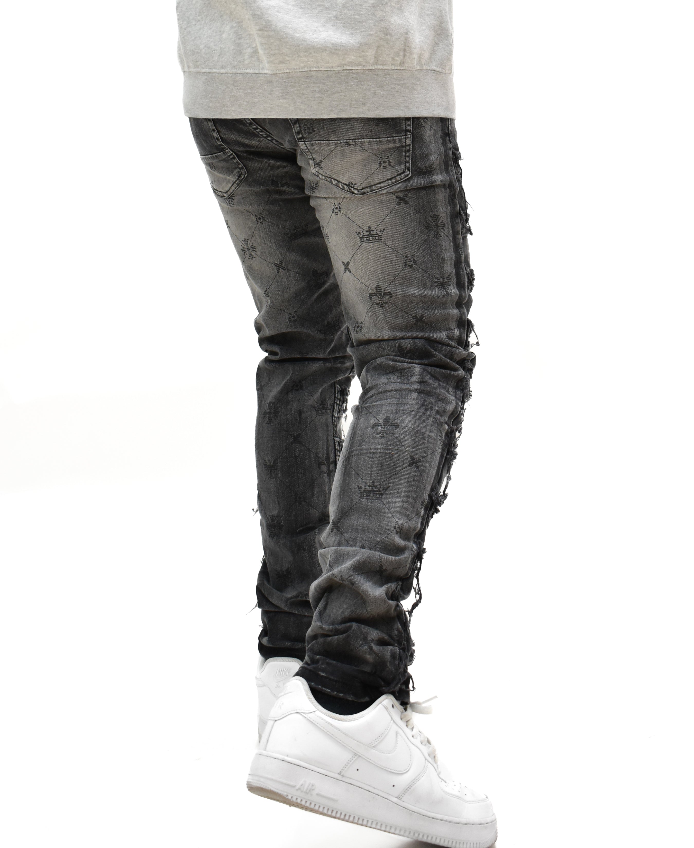 T4001 Distressed Print Denim