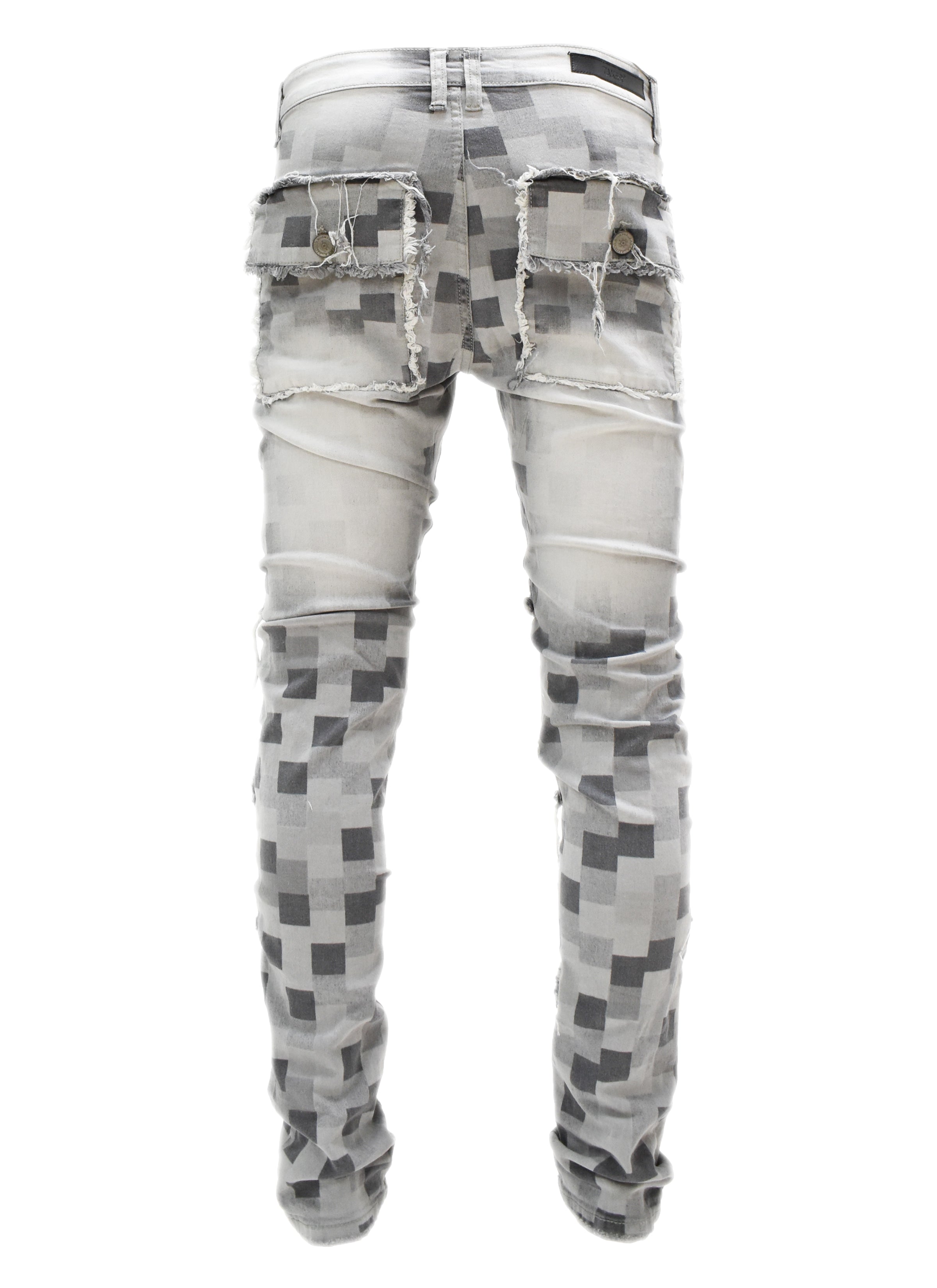 T4017 Frayed Checker Denim