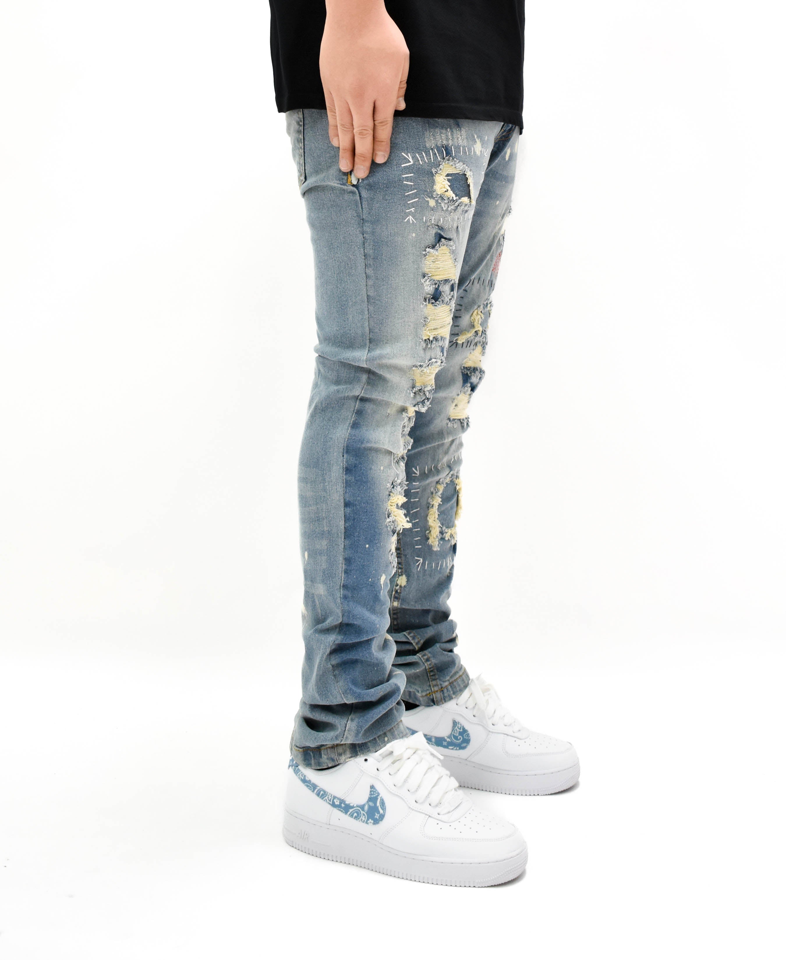 FW33665 Distressed Stitch Denim