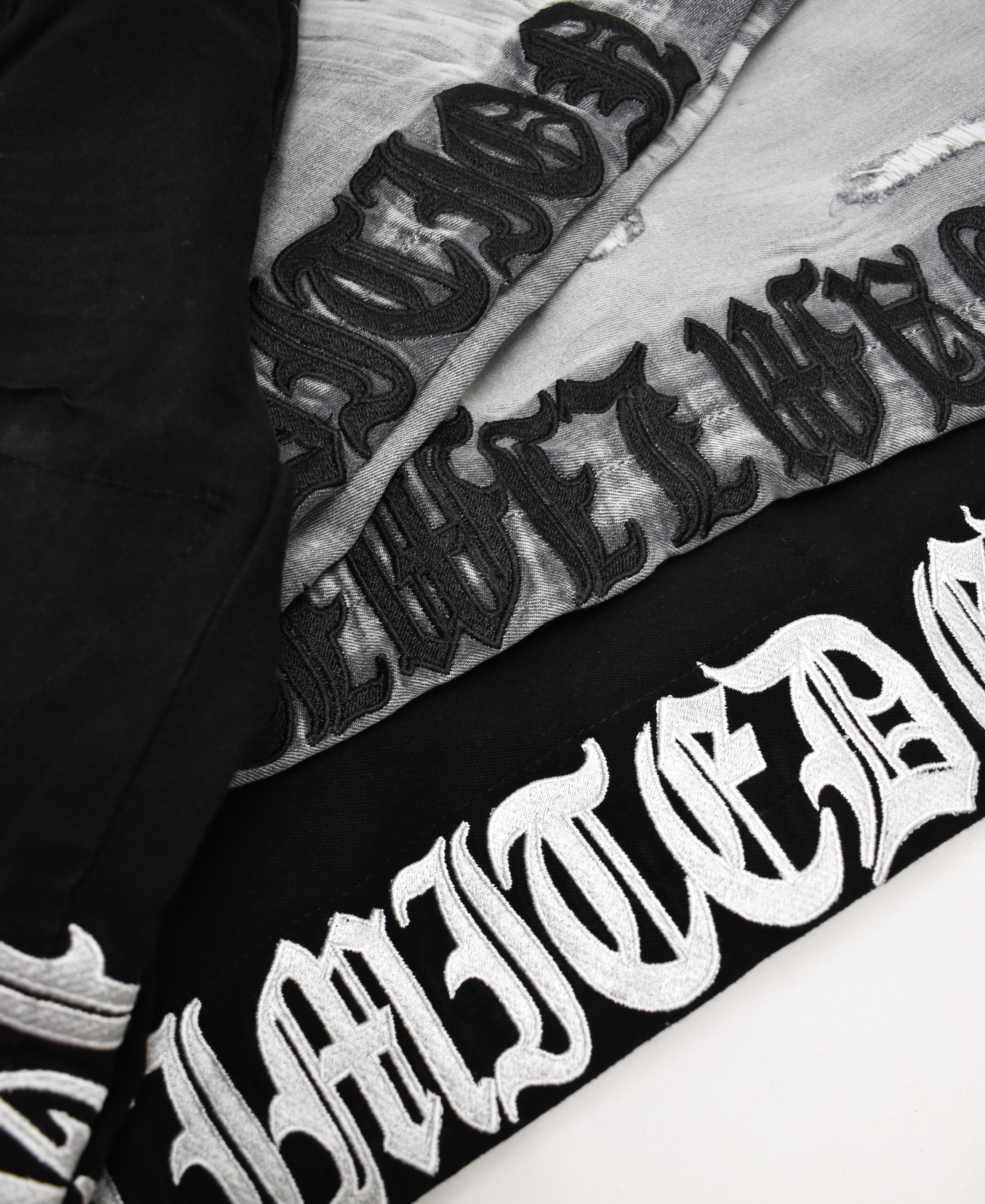 T4018 Embroidered Ripped Denim