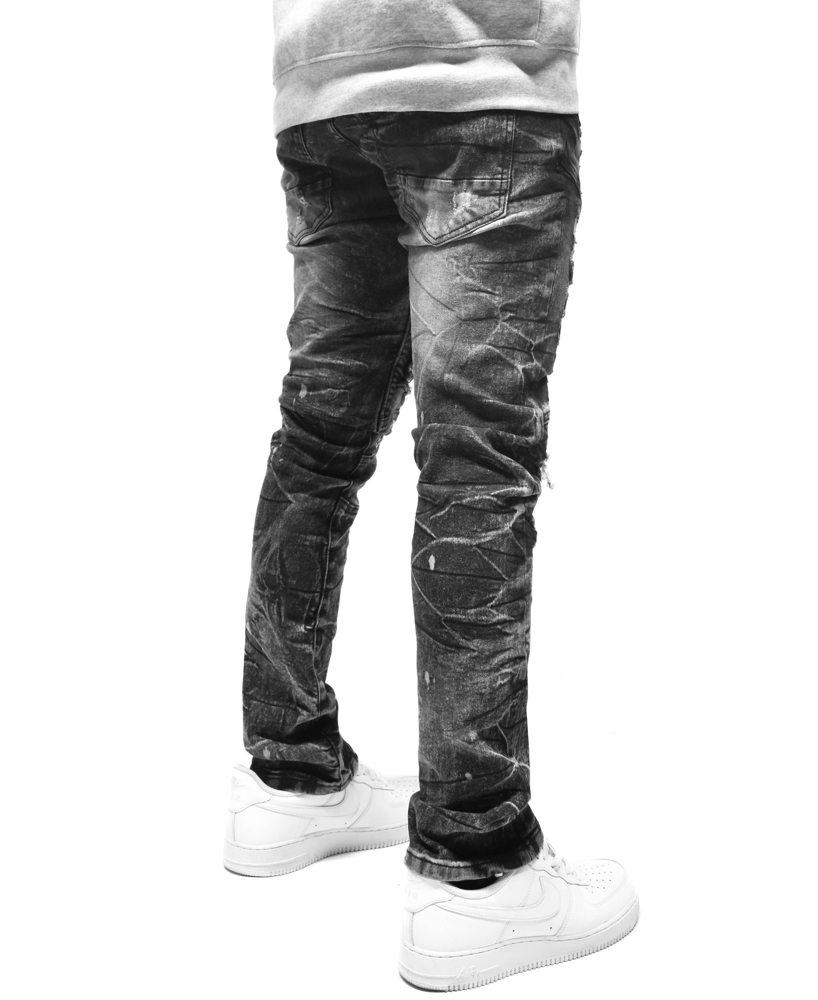 FW33574 Distressed Moto Denim