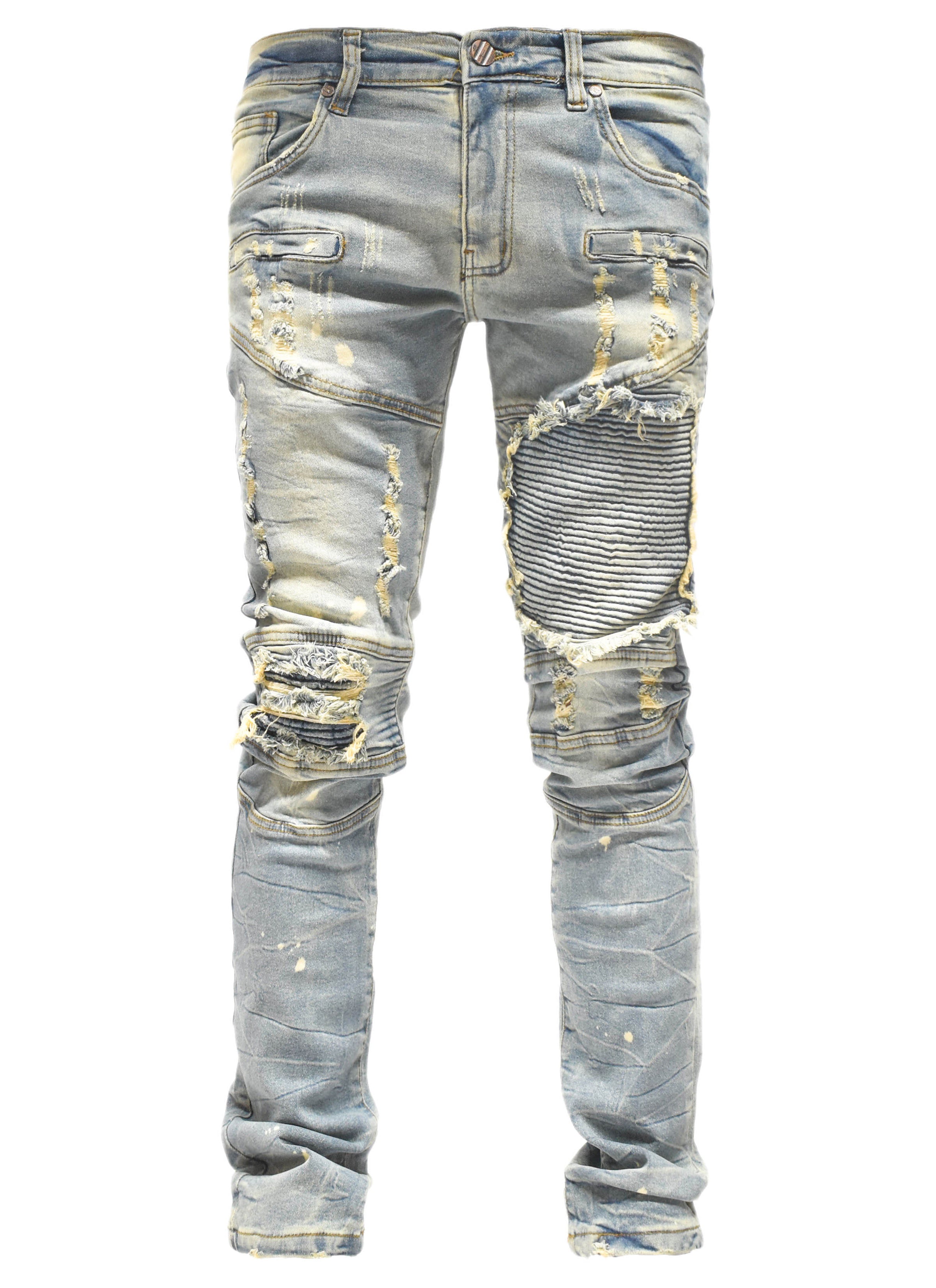 FW33574 Distressed Moto Denim
