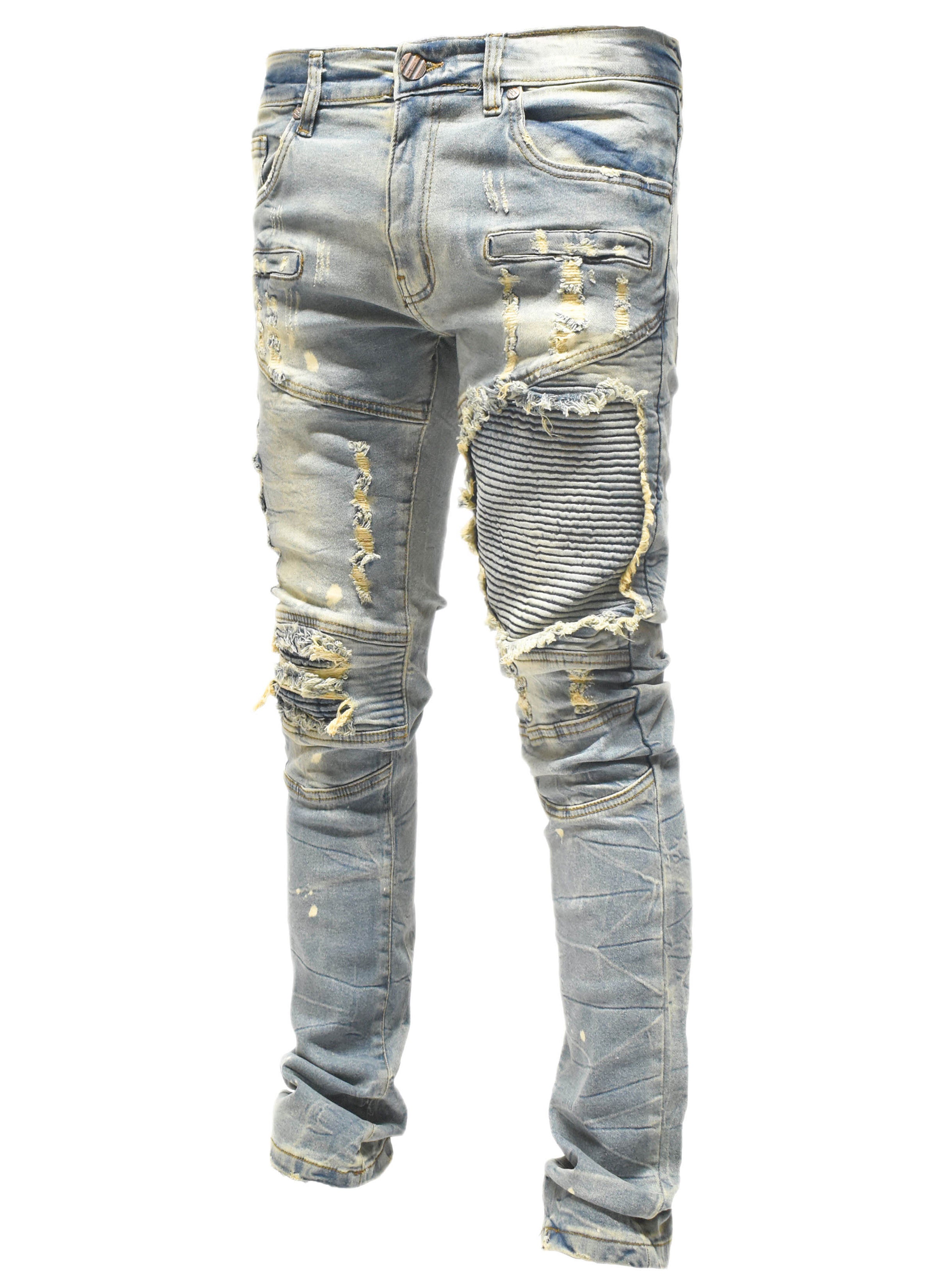 FW33574 Distressed Moto Denim