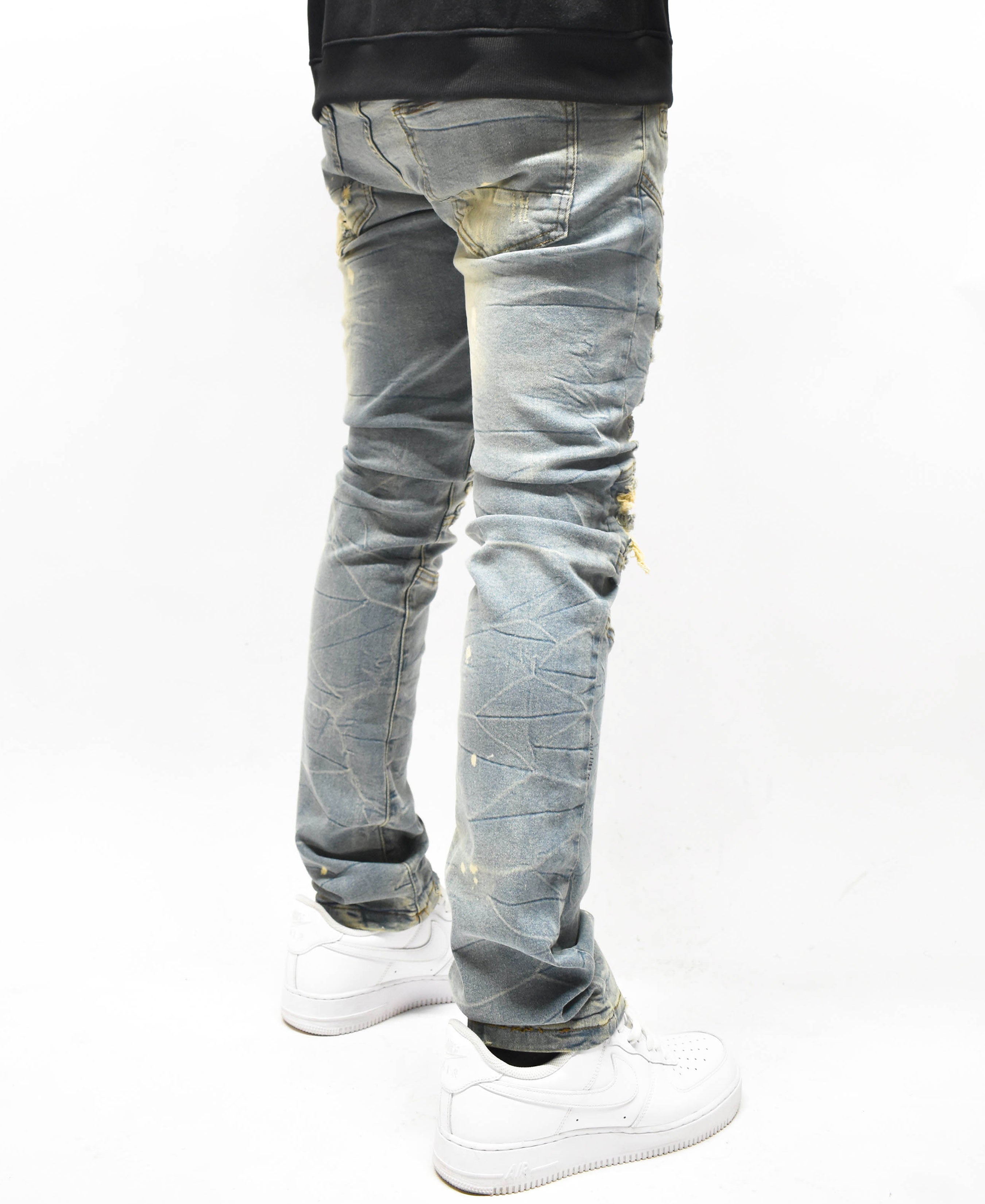 FW33574 Distressed Moto Denim